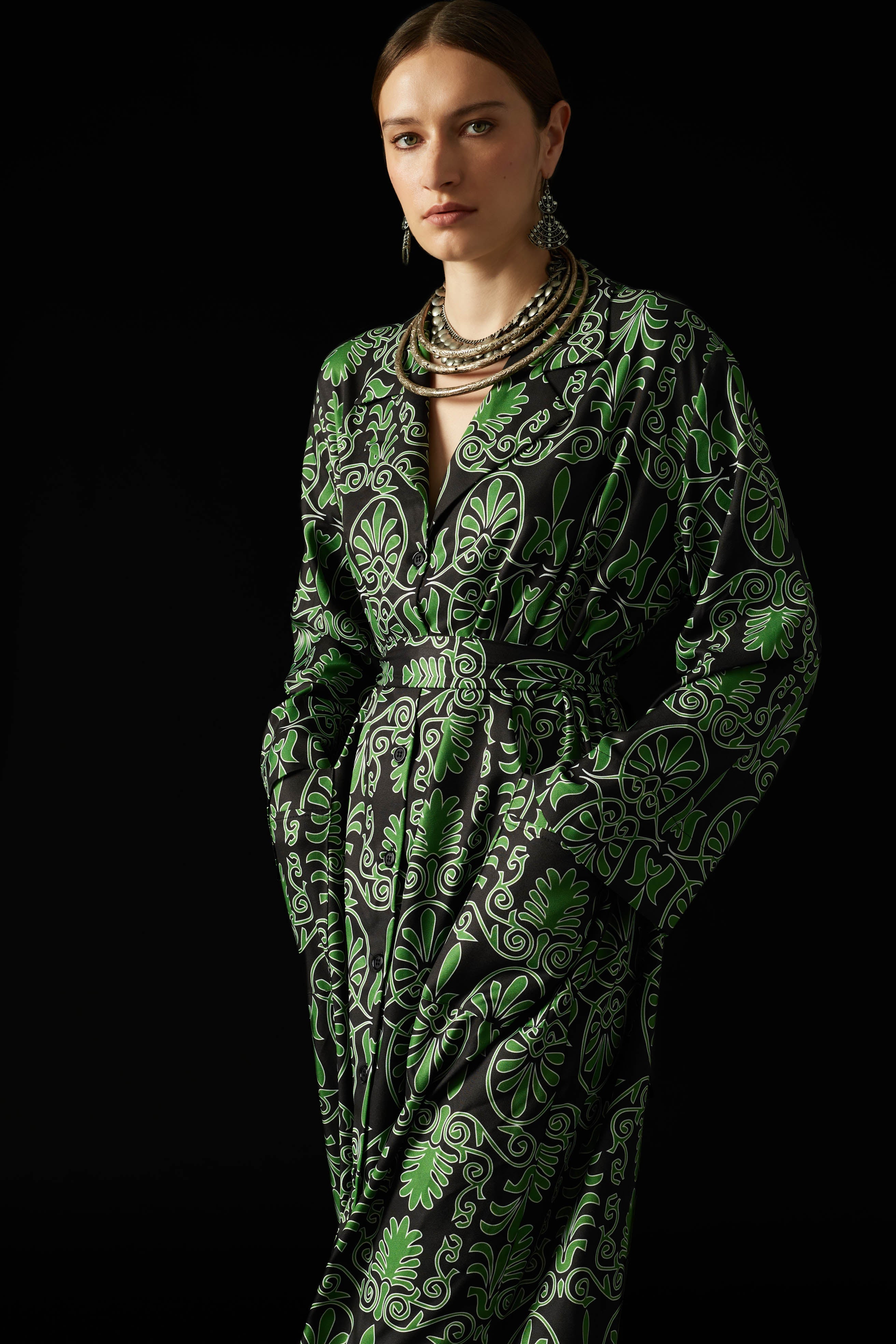 AETOMA SHIRT DRESS (Akrokeramon Black+Green)
