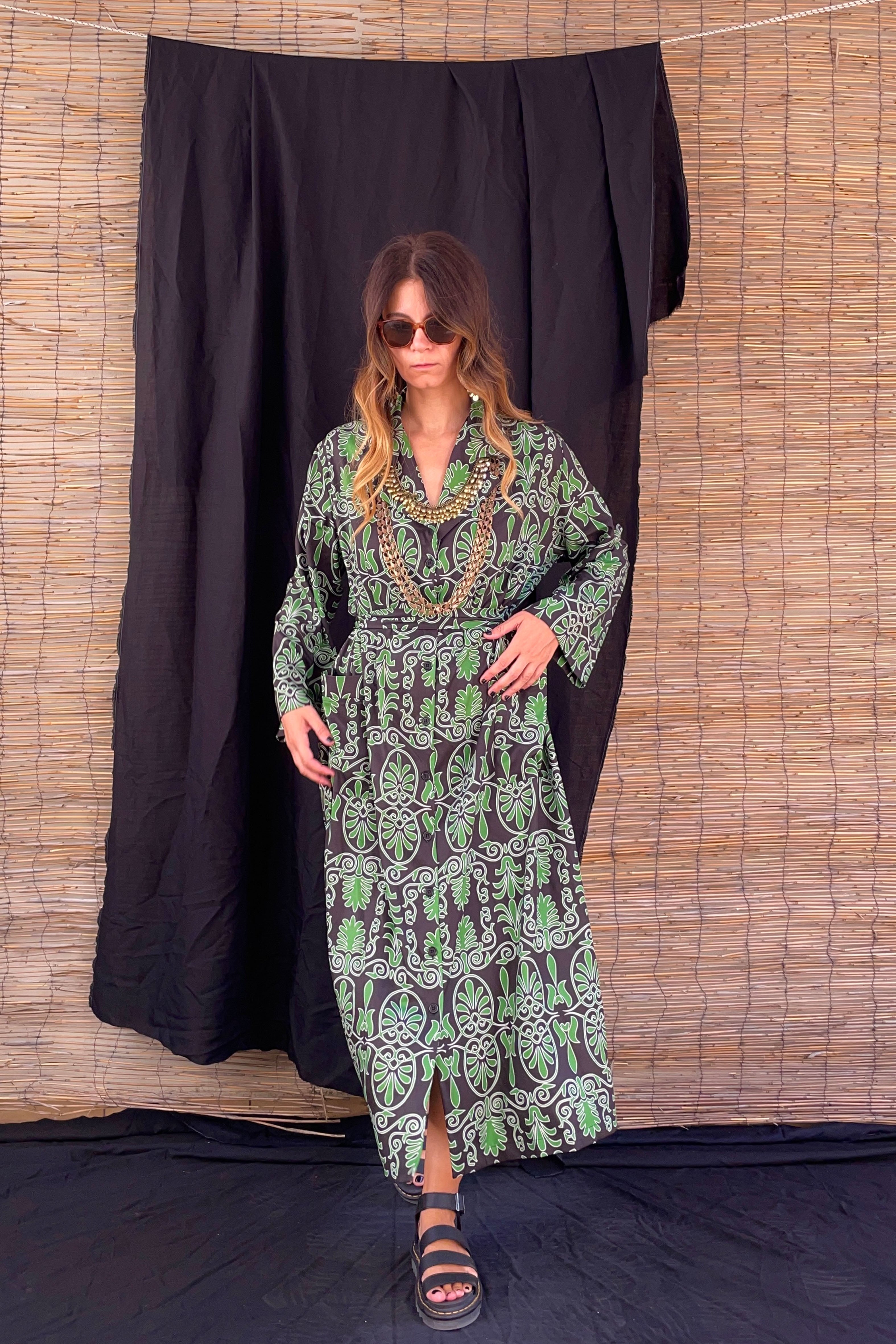 AETOMA SHIRT DRESS (Akrokeramon Black+Green)