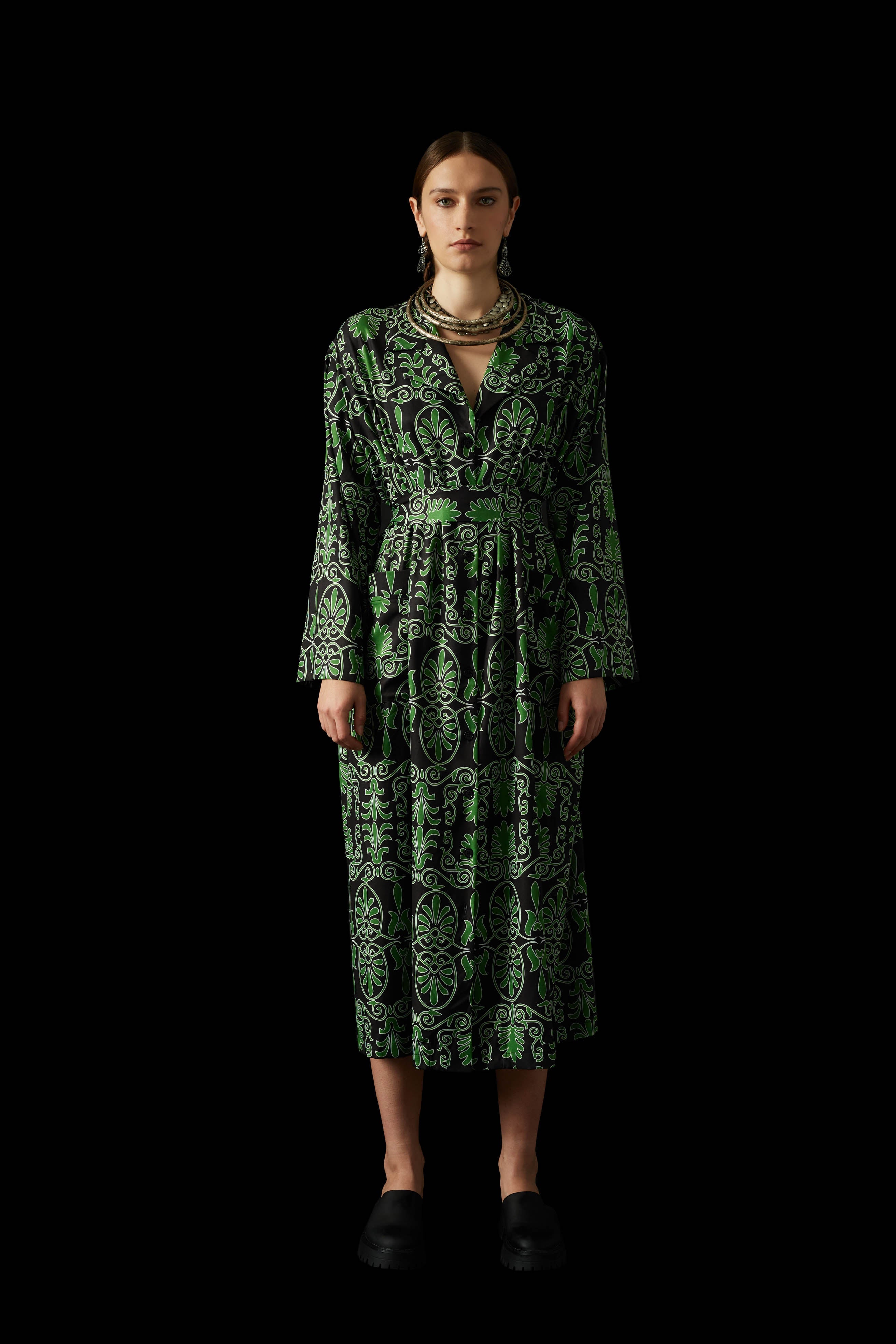 AETOMA SHIRT DRESS (Akrokeramon Black+Green)