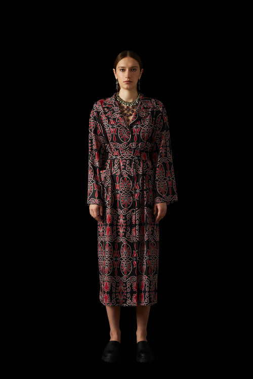 AETOMA SHIRT DRESS (Akrokeramon Black+Bordeaux)