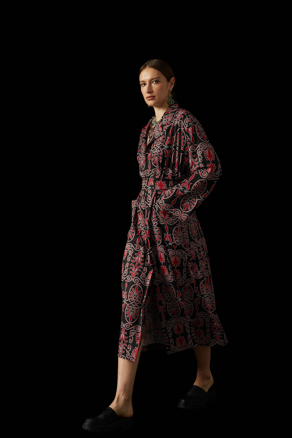 AETOMA SHIRT DRESS (Akrokeramon Black+Bordeaux)