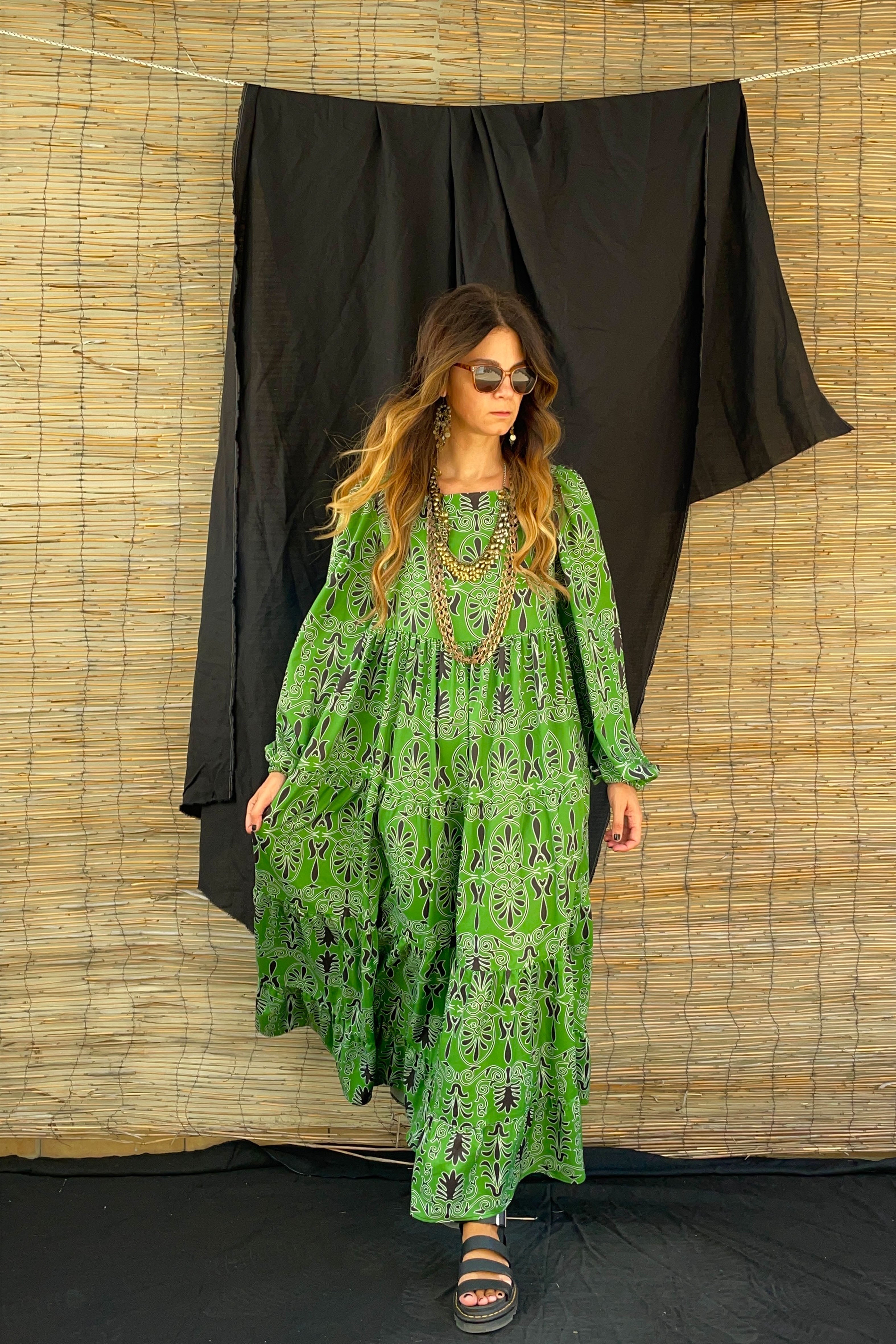 AVAX MAXI DRESS (Akrokeramon Green+Black)