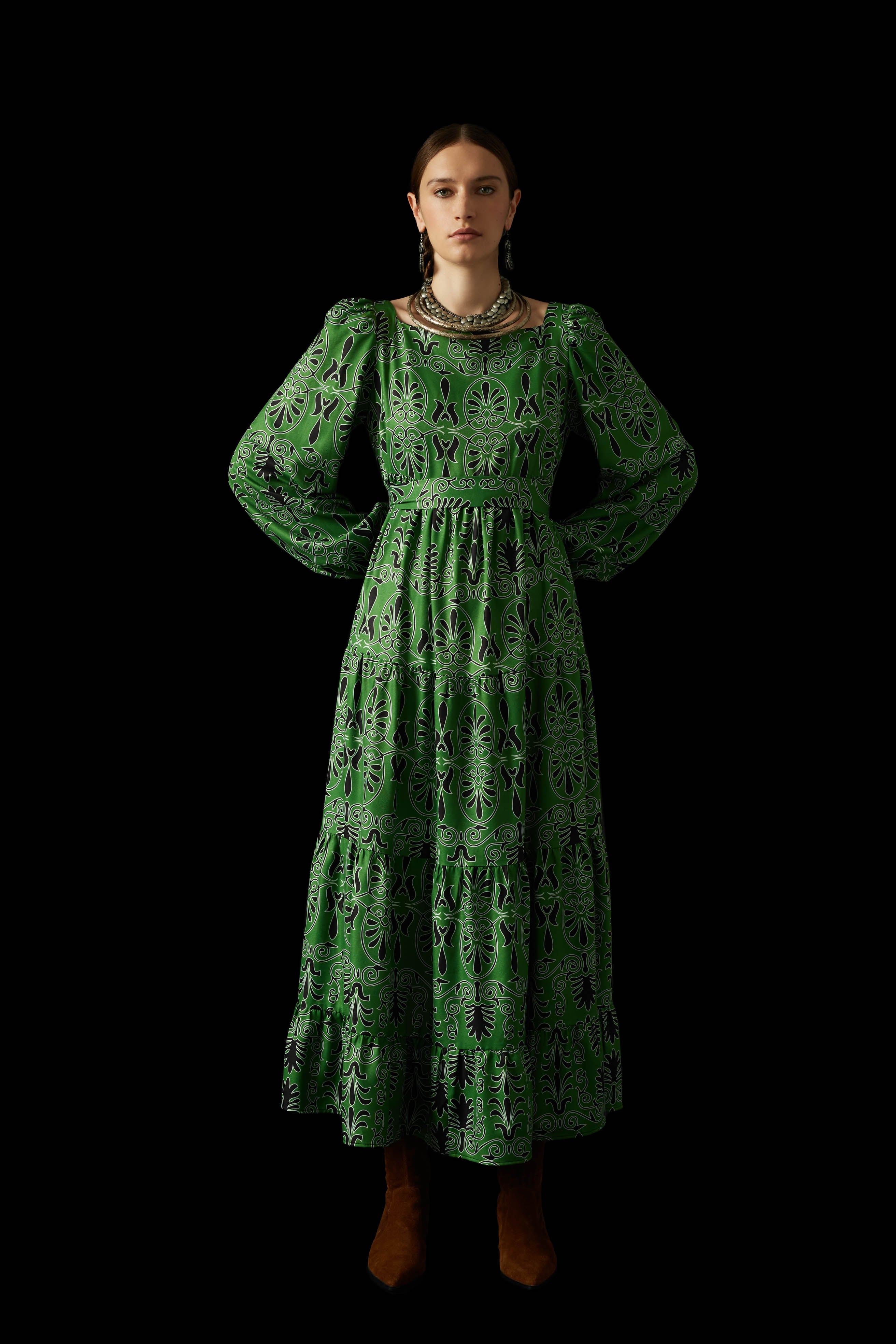 AVAX MAXI DRESS (Akrokeramon Green+Black)