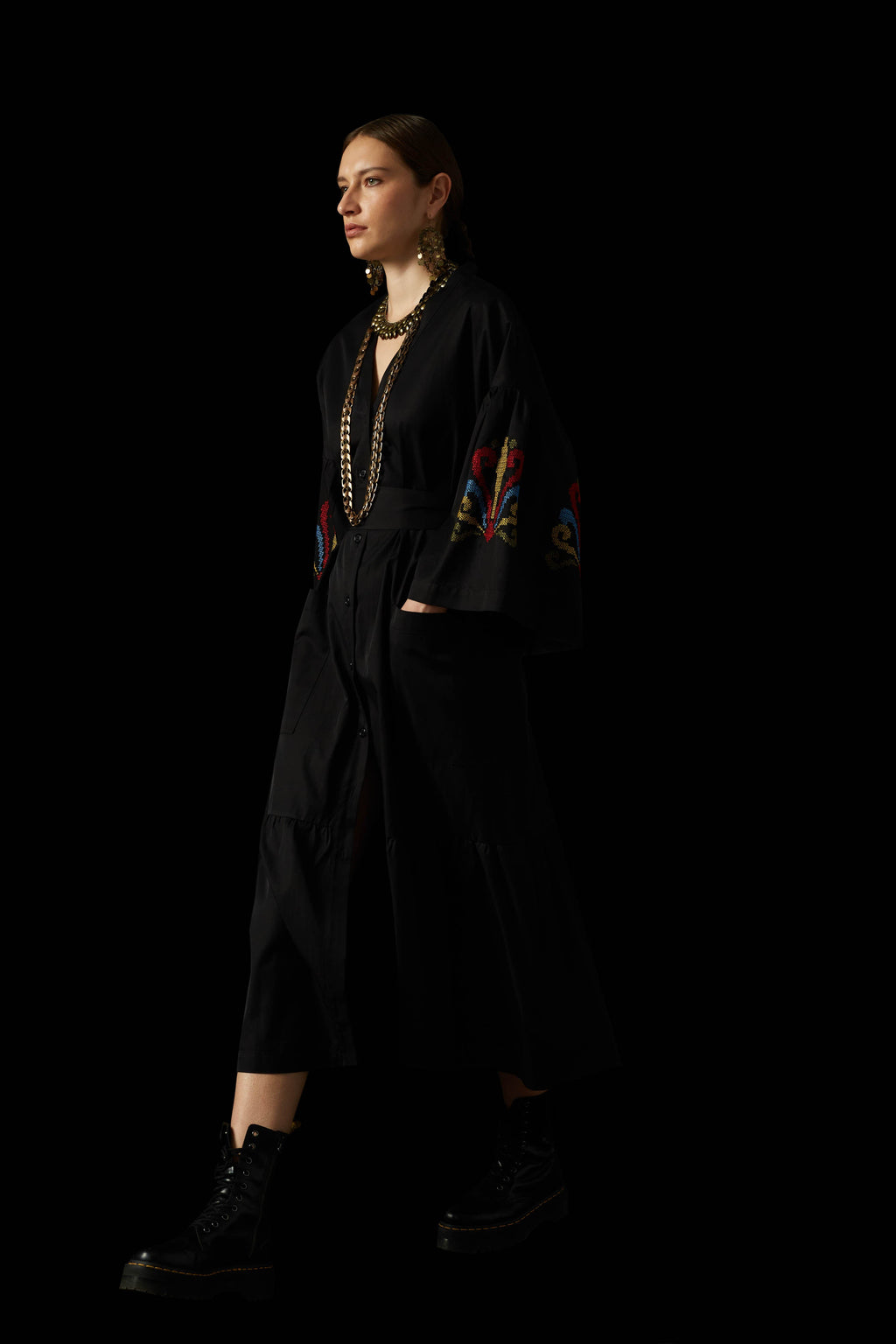 ZOFOROS MAXI DRESS (Black Embroidered)
