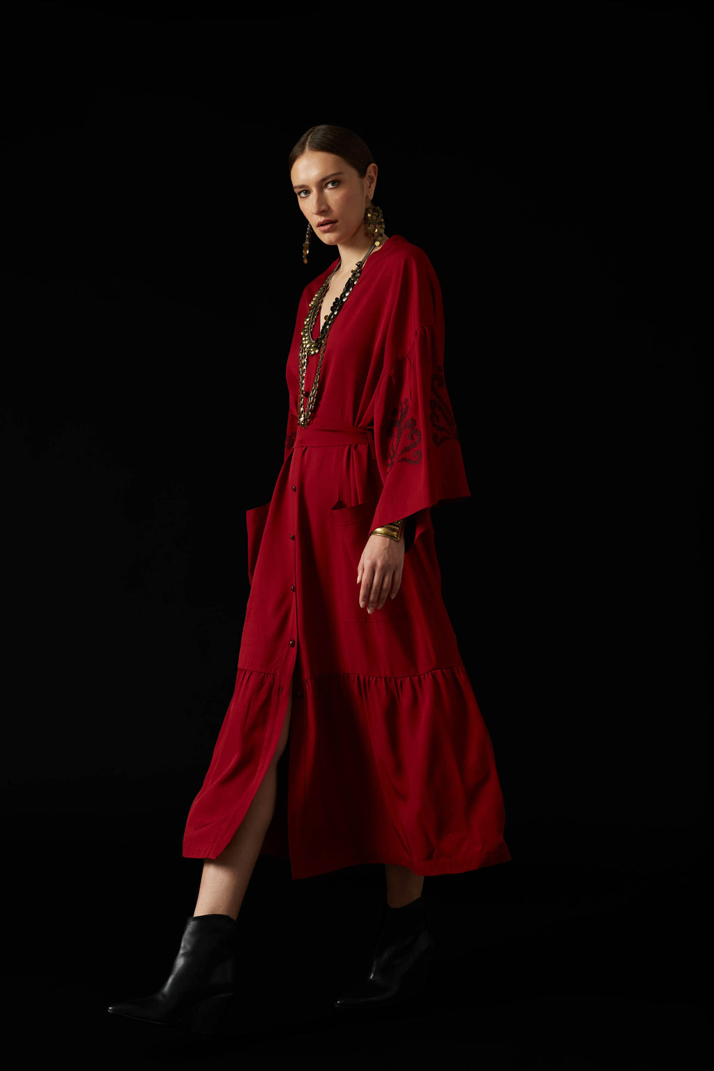 ZOFOROS MAXI DRESS (Bordeaux Embroidered)