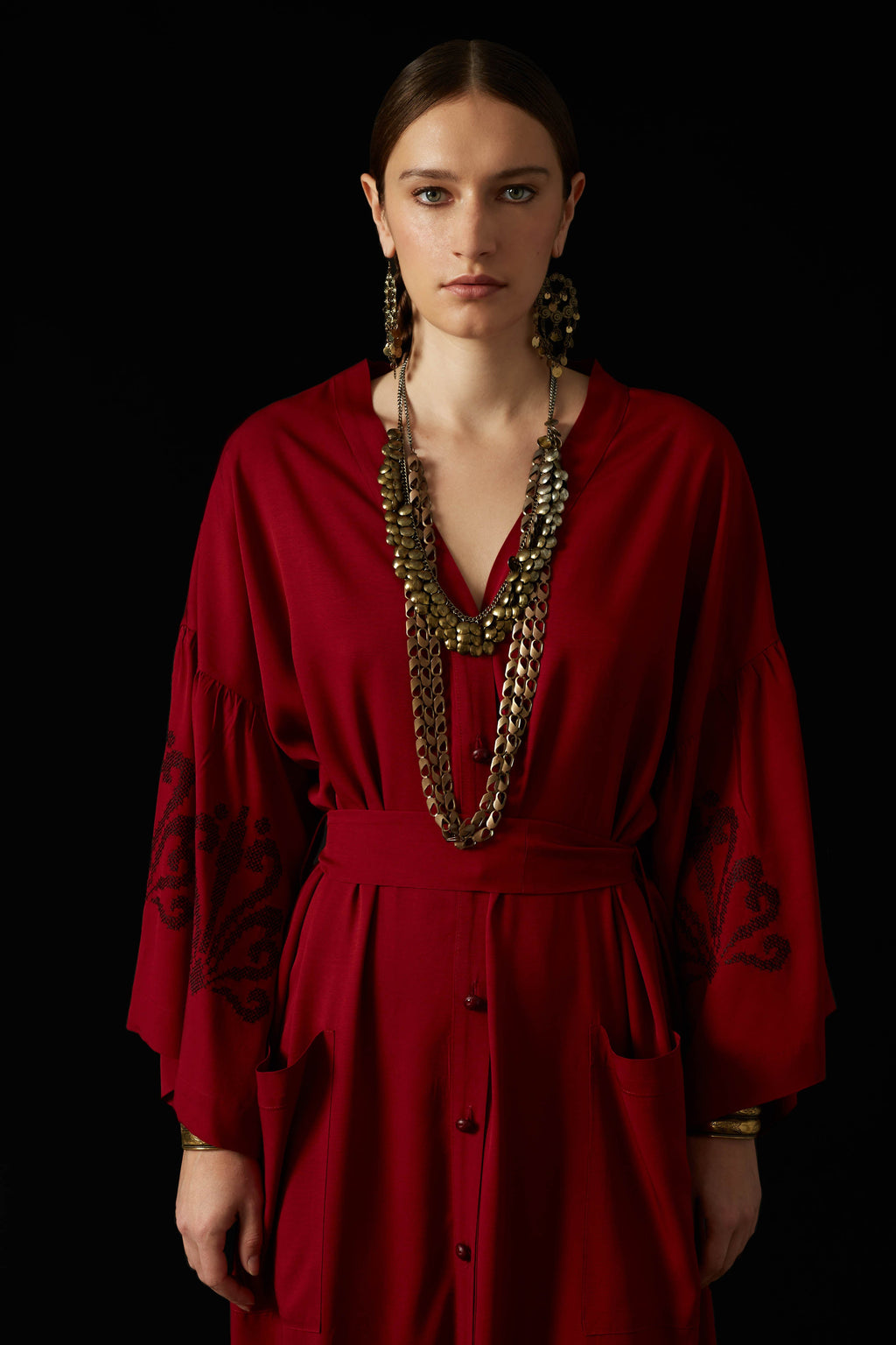 ZOFOROS MAXI DRESS (Bordeaux Embroidered)