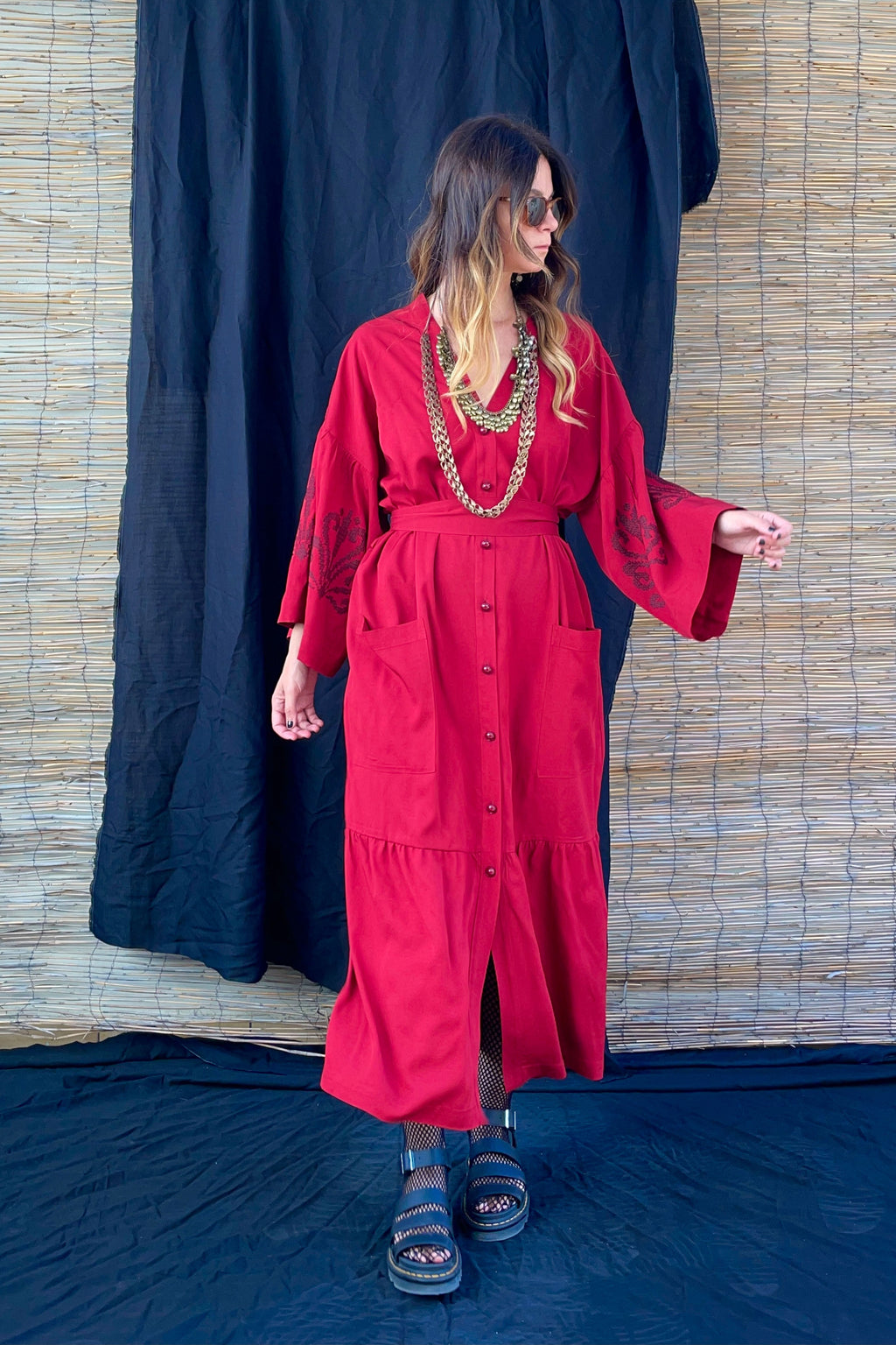 ZOFOROS MAXI DRESS (Bordeaux Embroidered)