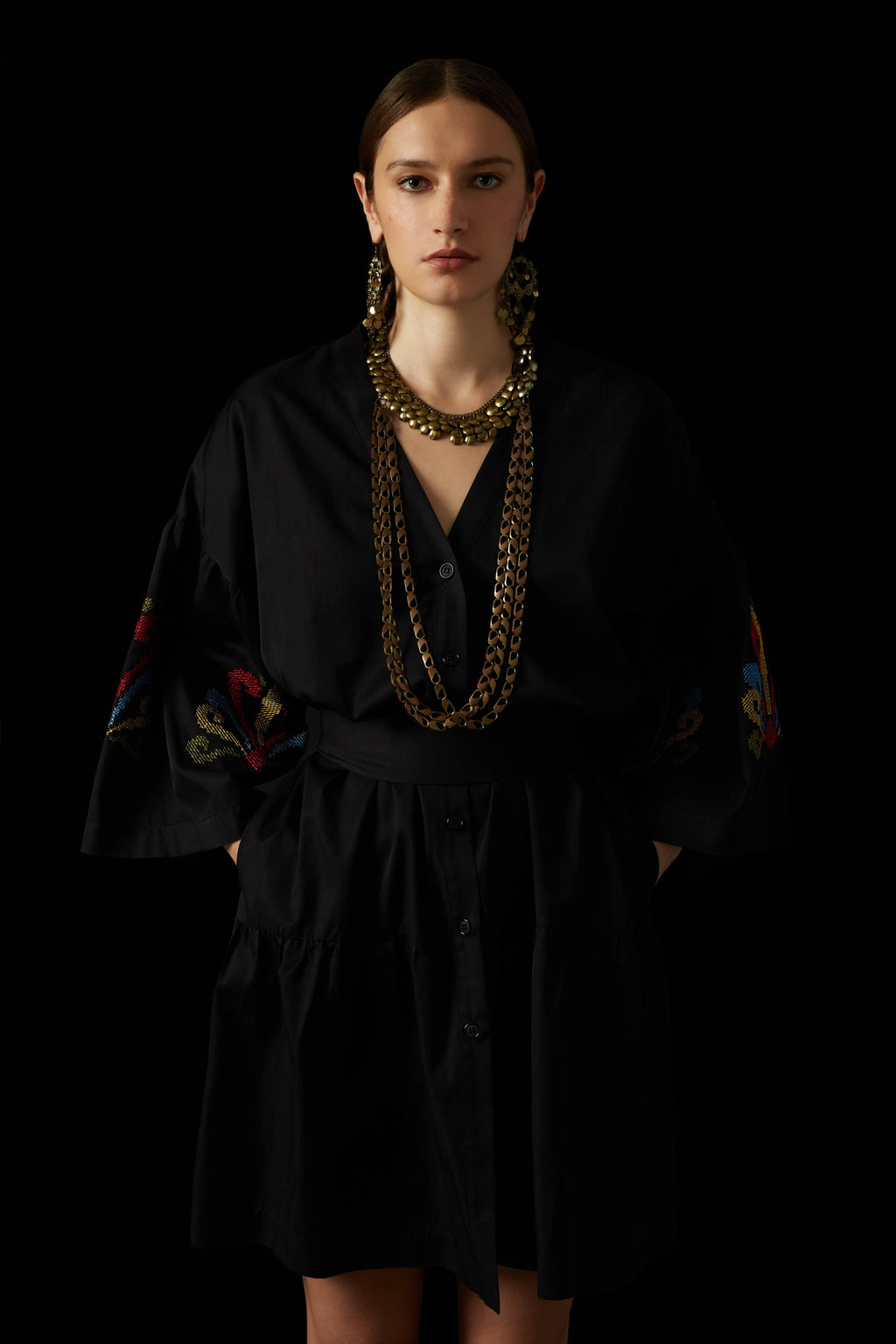 ZOFOROS MINI DRESS (Black Embroidered)