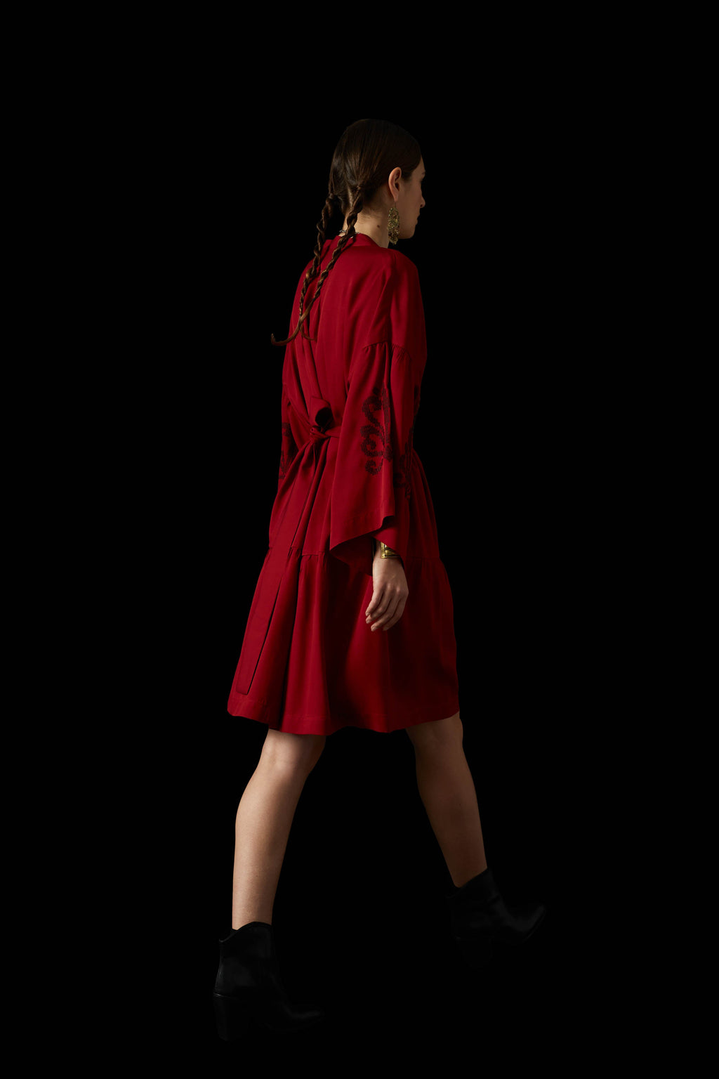 ZOFOROS MINI DRESS (Bordeaux Embroidered)