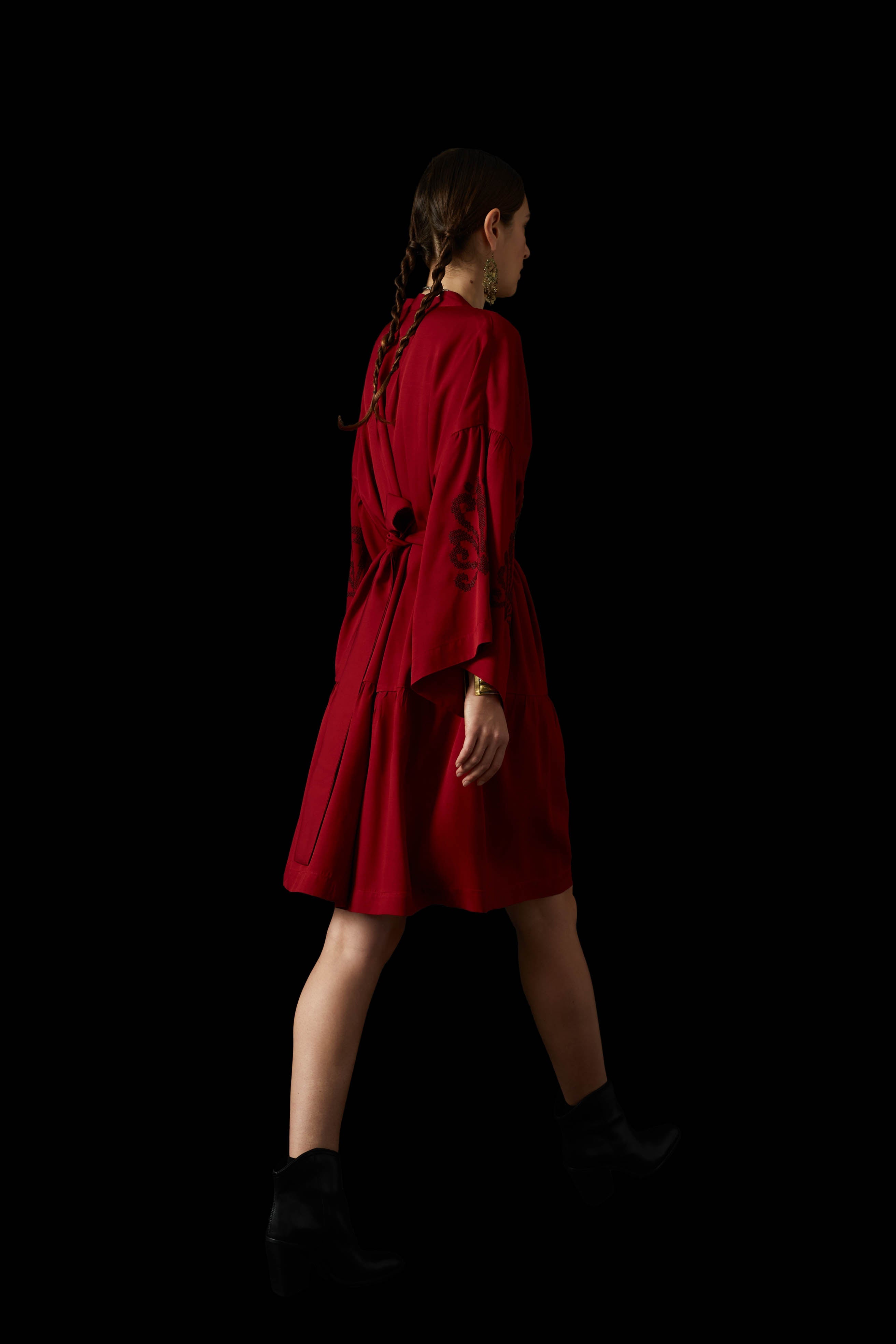 ZOFOROS MINI DRESS (Bordeaux Embroidered)