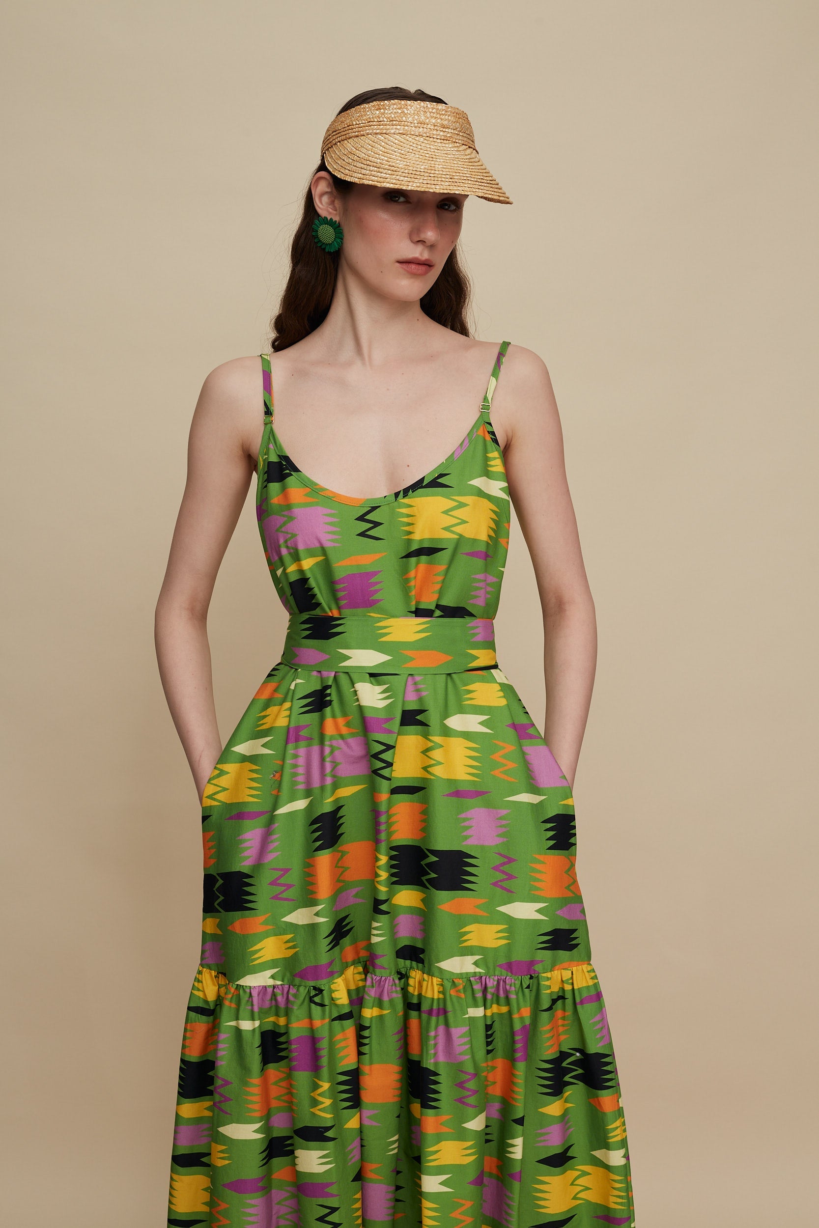 LASITHI MAXI DRESS (PATANIA GREEN PRINT)