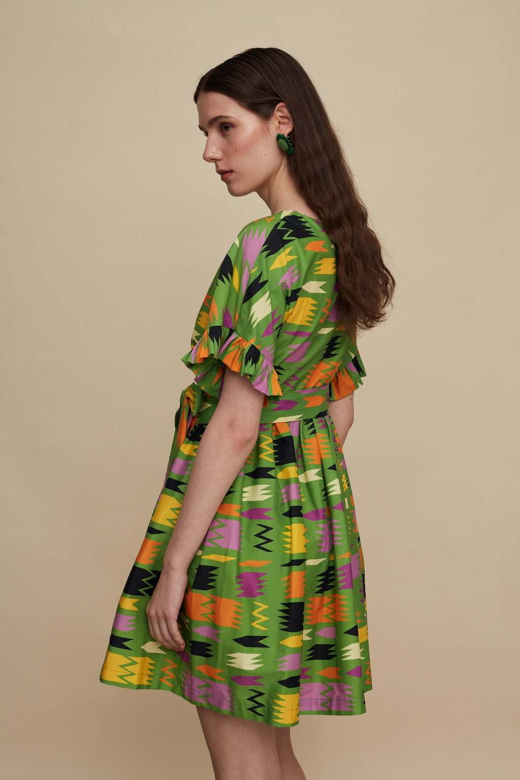 DIKTI MINI DRESS (PATANIA GREEN PRINT)