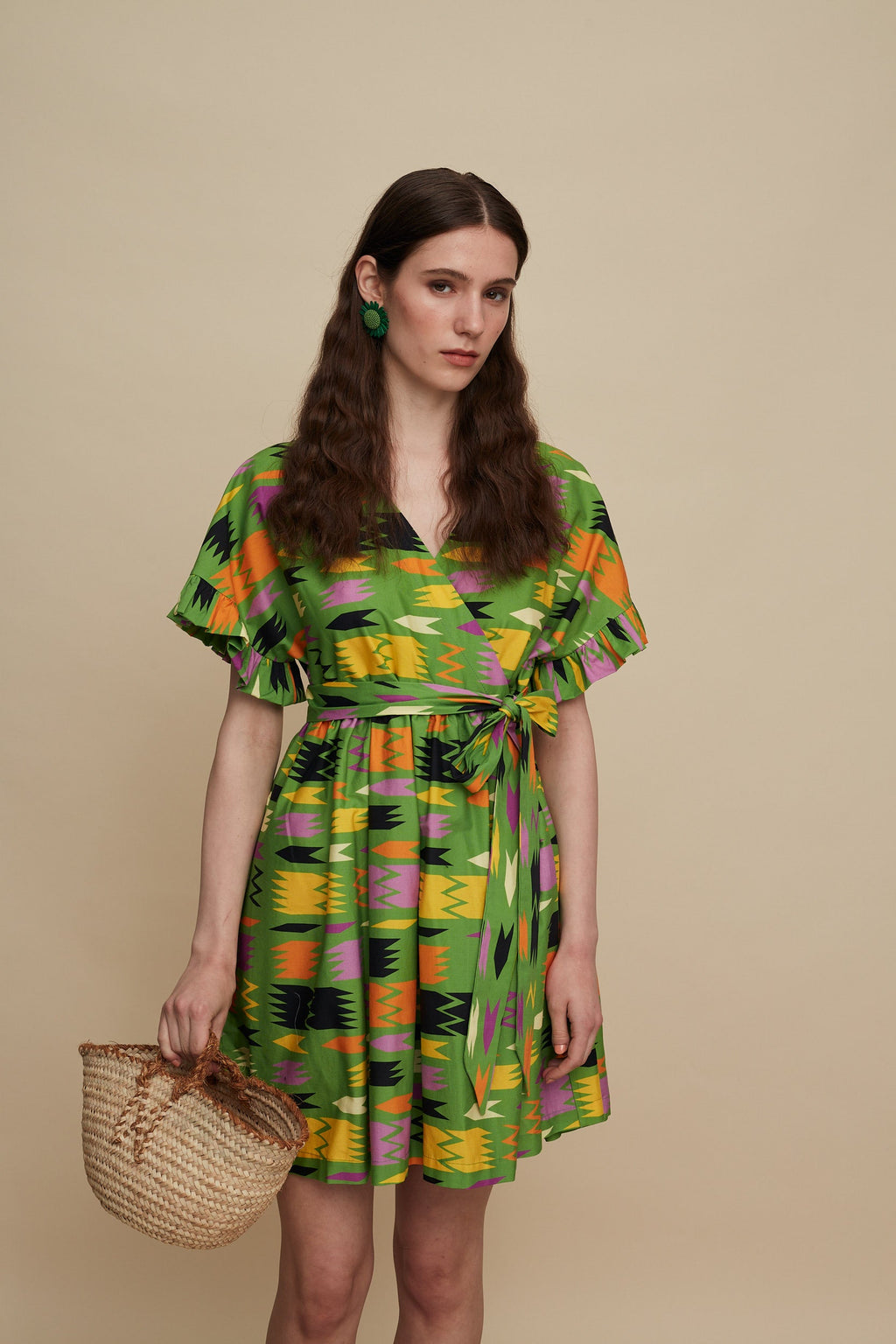 DIKTI MINI DRESS (PATANIA GREEN PRINT)