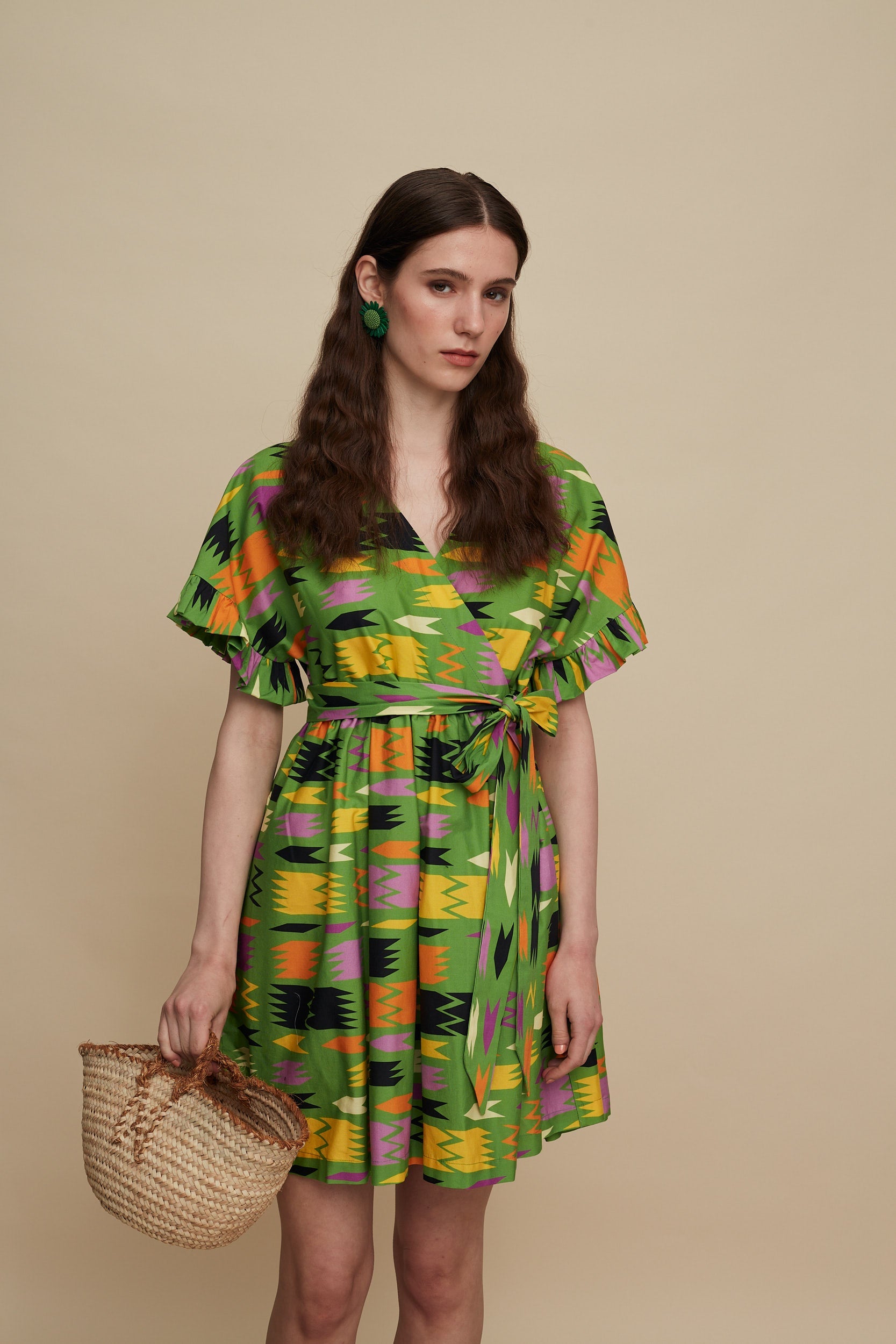 DIKTI MINI DRESS (PATANIA GREEN PRINT)