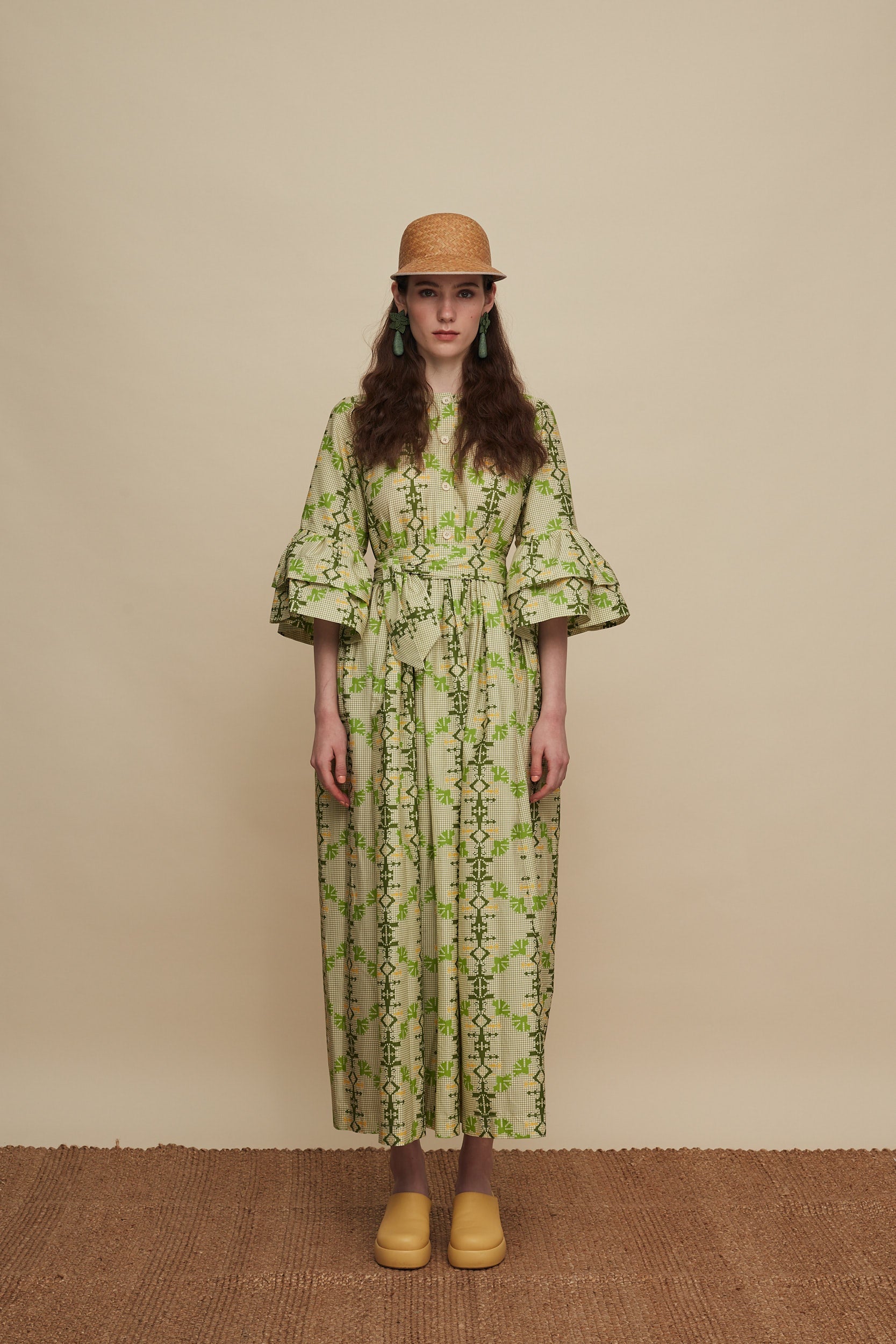 CHANIA MAXI DRESS (KOUSKOUSES GREEN PRINT)