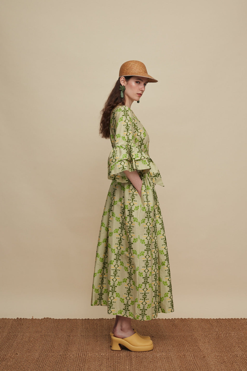 CHANIA MAXI DRESS (KOUSKOUSES GREEN PRINT)