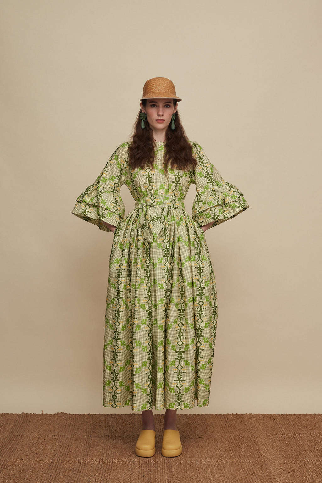 CHANIA MAXI DRESS (KOUSKOUSES GREEN PRINT)