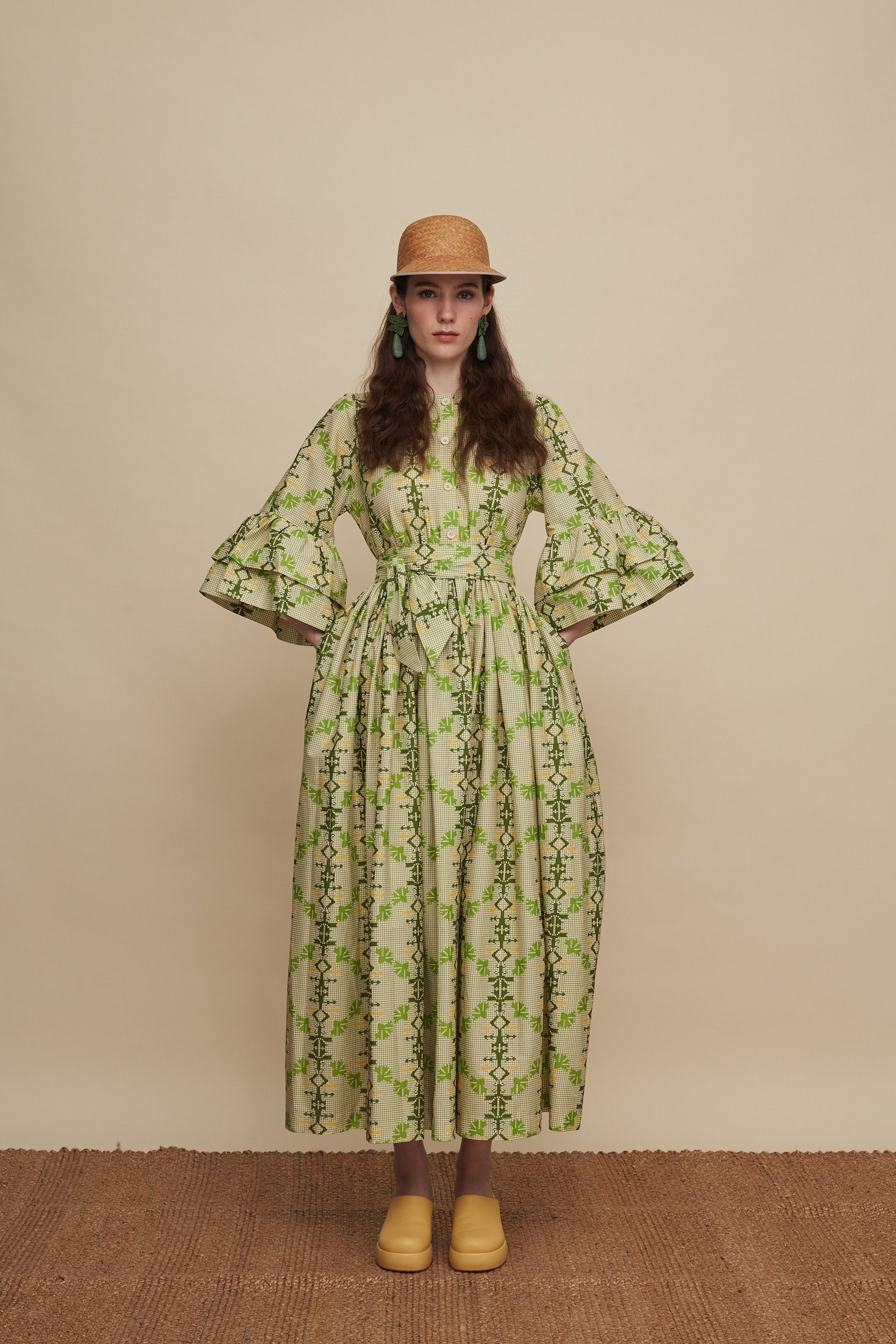 CHANIA MAXI DRESS (KOUSKOUSES GREEN PRINT)