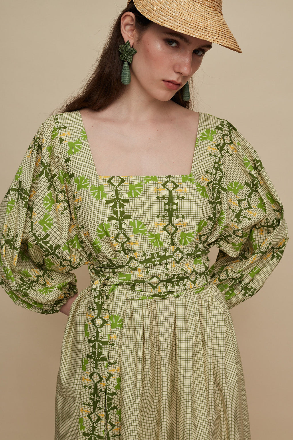 RETHYMNO MAXI DRESS (KOUSKOUSES GREEN PRINT)
