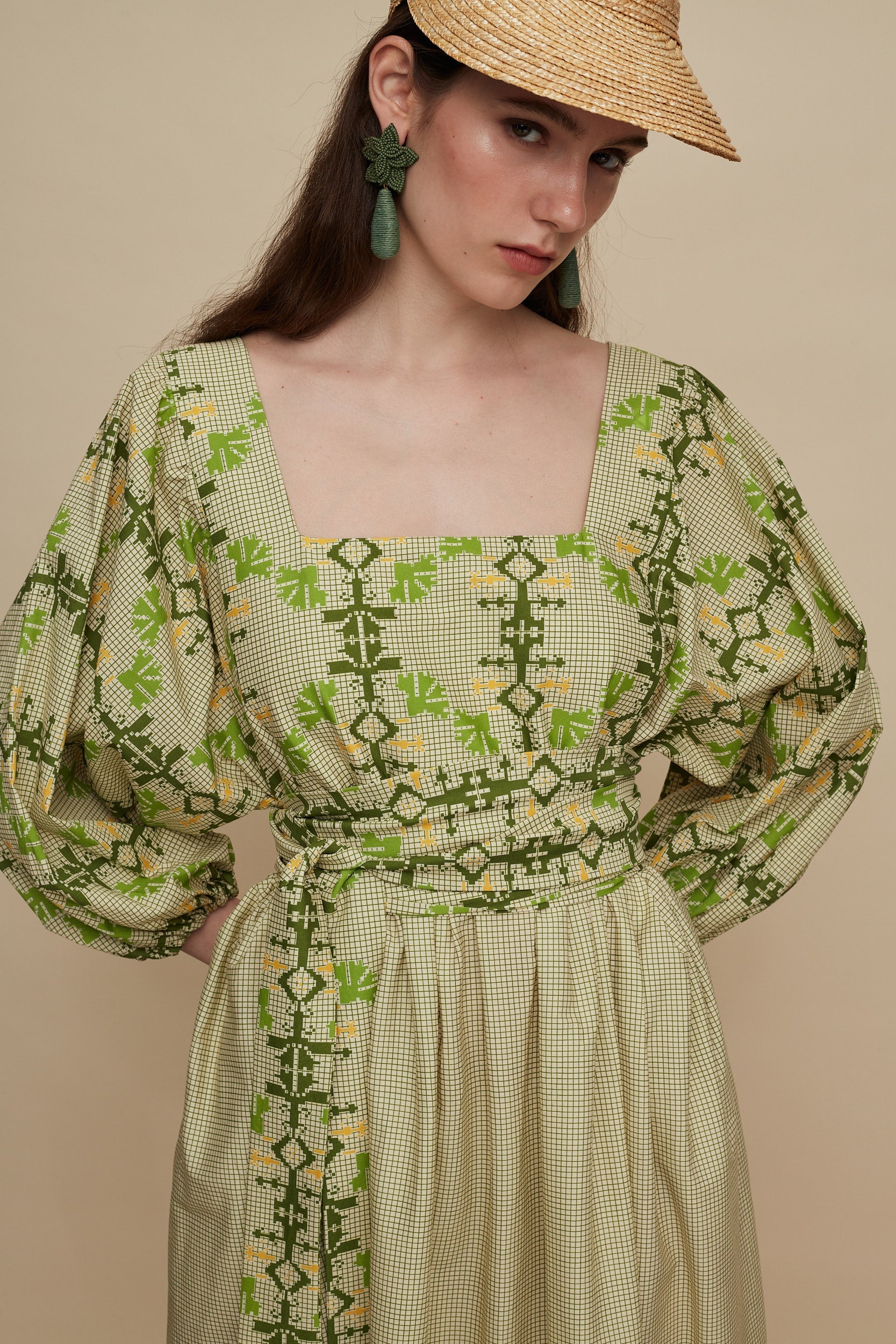 RETHYMNO MAXI DRESS (KOUSKOUSES GREEN PRINT)