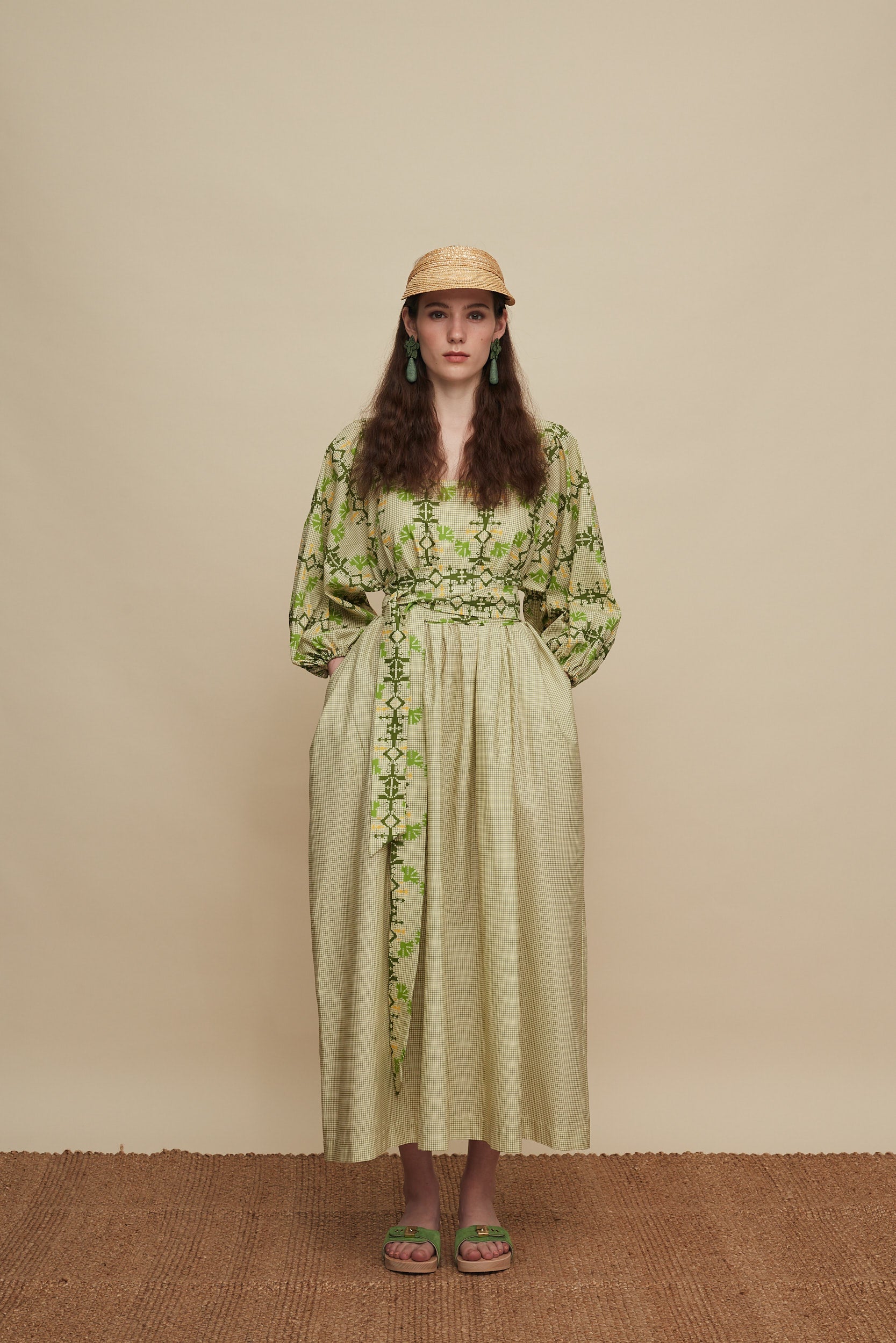 RETHYMNO MAXI DRESS (KOUSKOUSES GREEN PRINT)