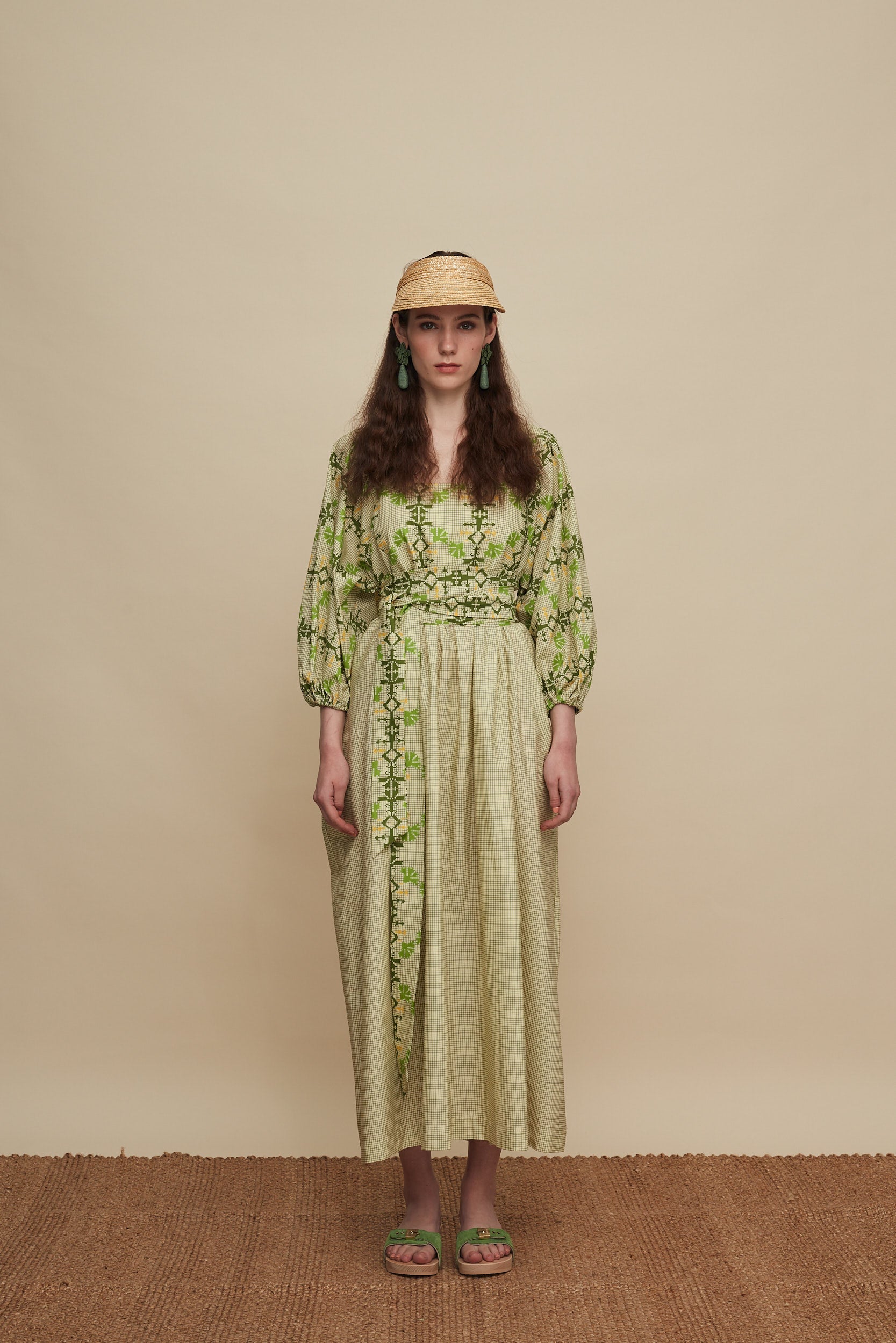 RETHYMNO MAXI DRESS (KOUSKOUSES GREEN PRINT)