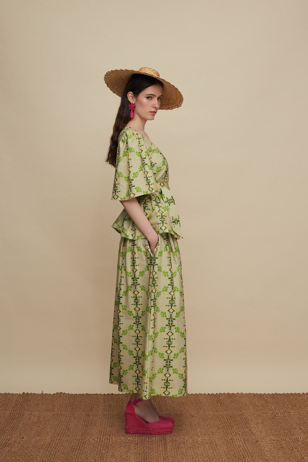 AMNISOS MAXI SKIRT (KOUSKOUSES GREEN PRINT)