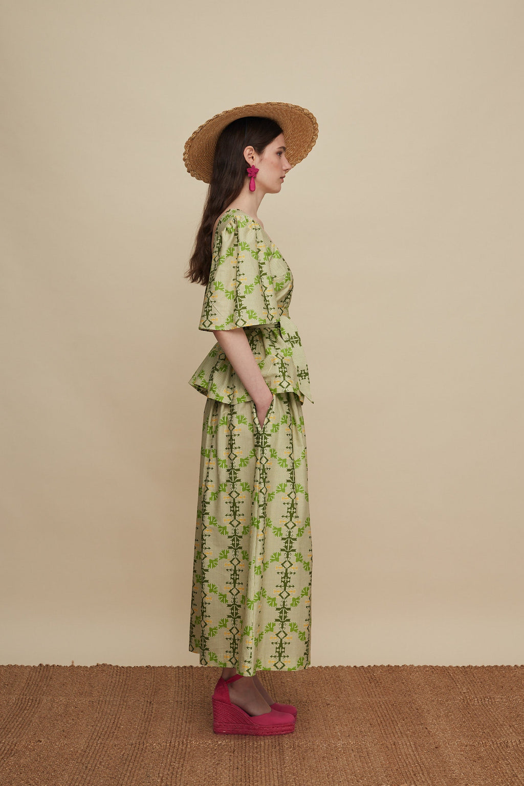 AMNISOS MAXI SKIRT (KOUSKOUSES GREEN PRINT)