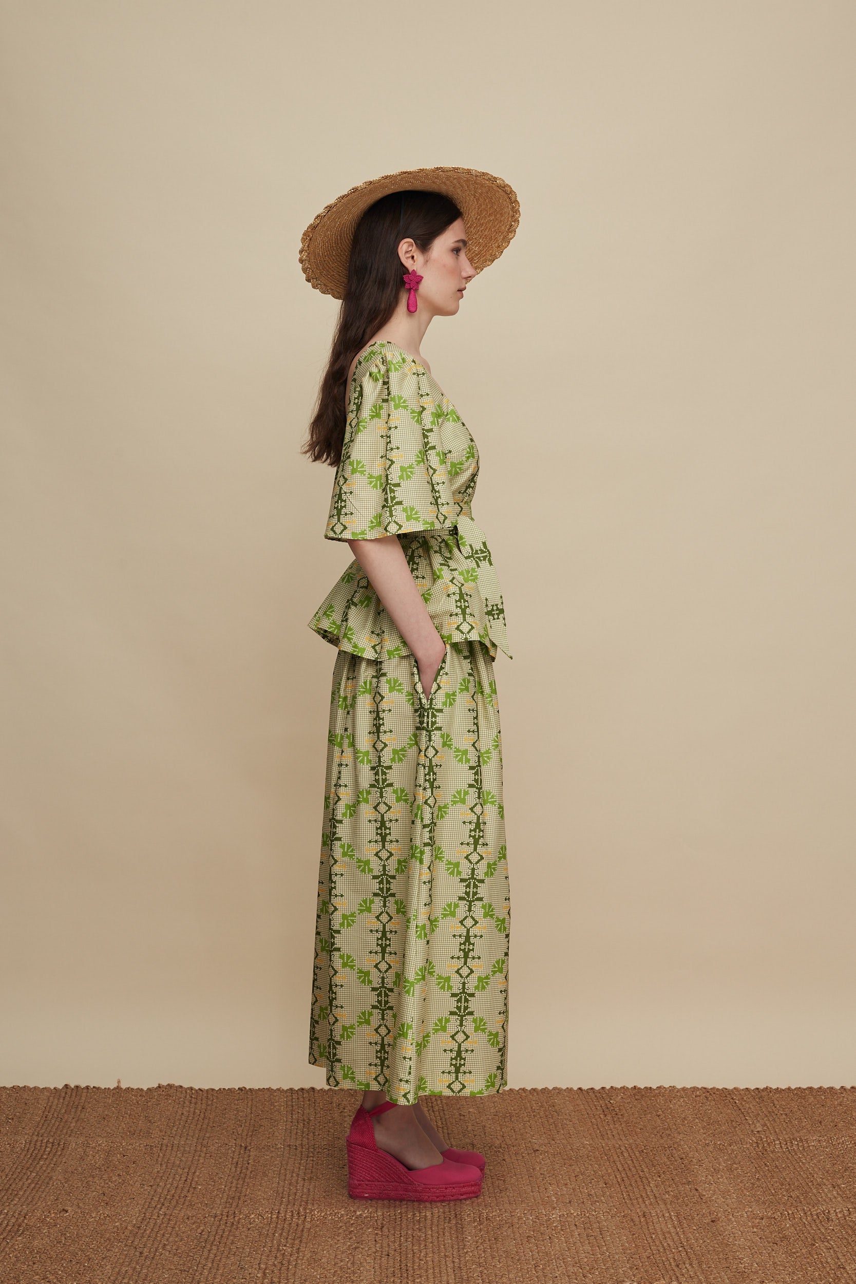 AMNISOS MAXI SKIRT (KOUSKOUSES GREEN PRINT)