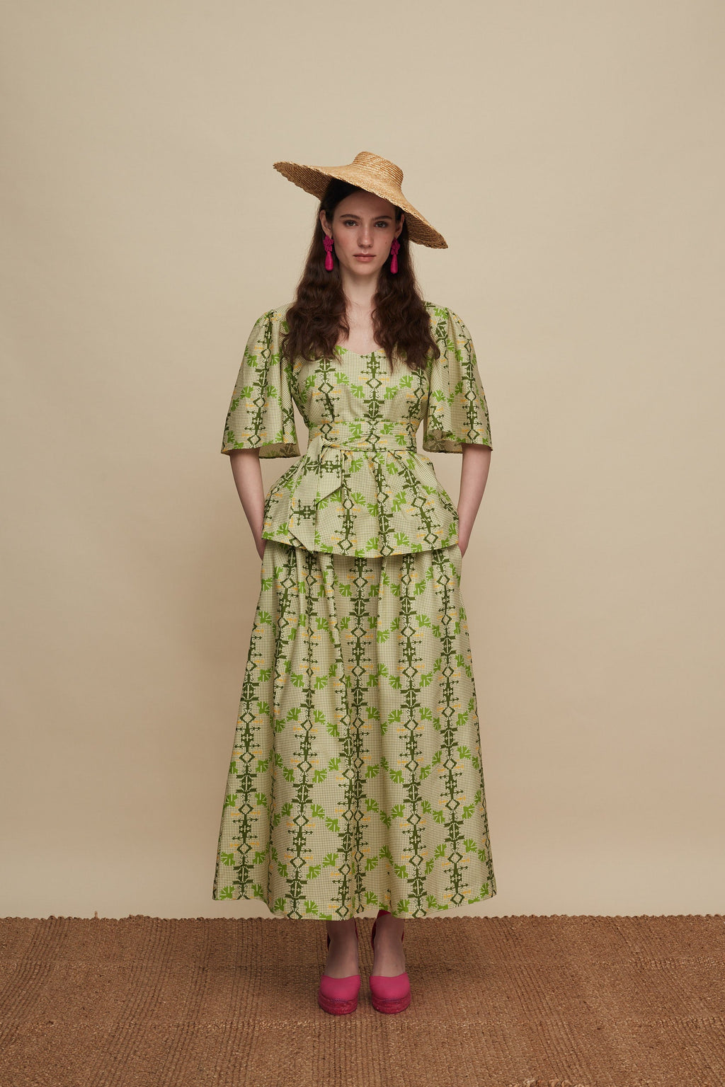 AMNISOS MAXI SKIRT (KOUSKOUSES GREEN PRINT)