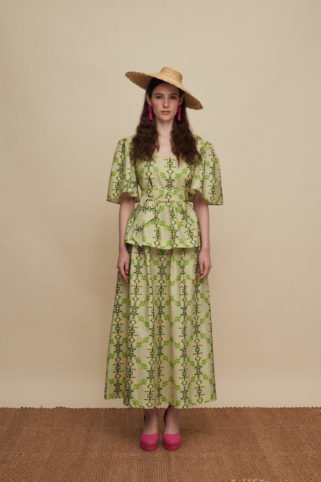 AMNISOS MAXI SKIRT (KOUSKOUSES GREEN PRINT)