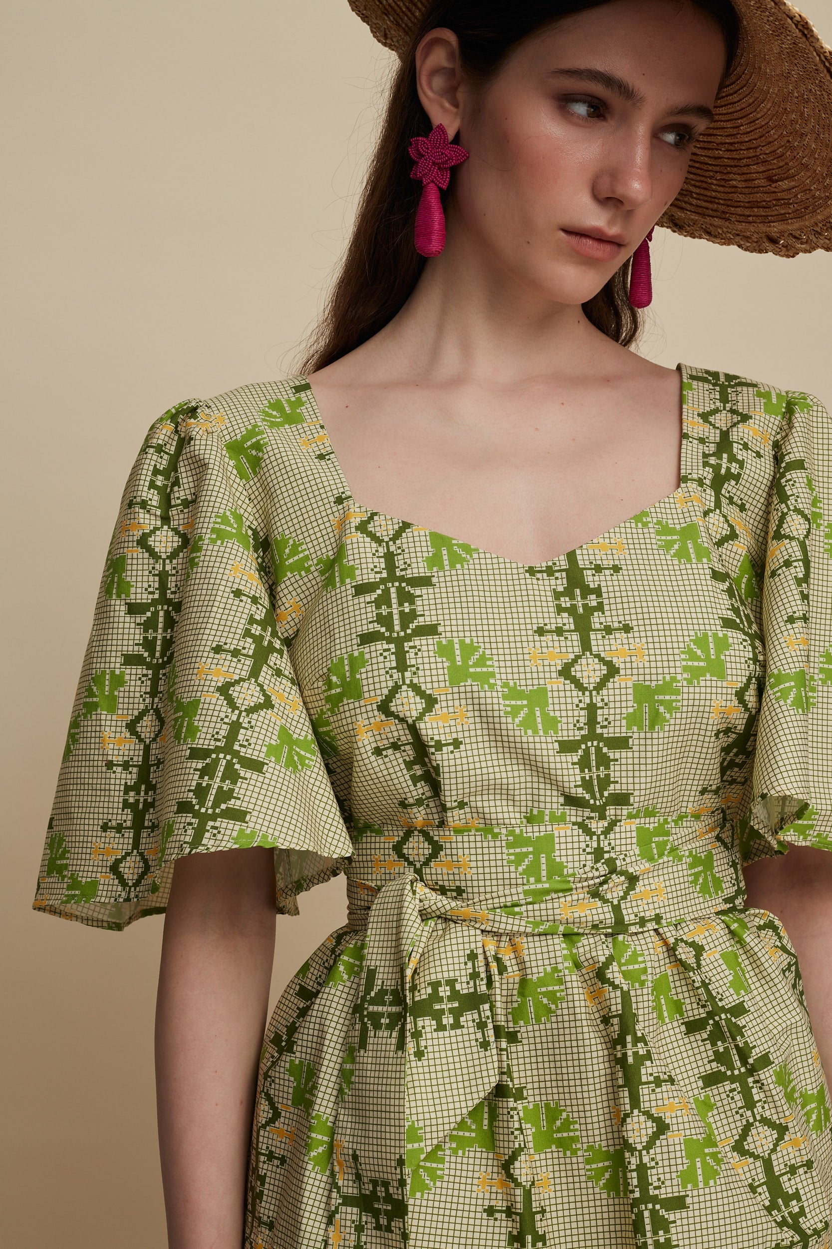 PYRGOS TOP (KOUSKOUSES GREEN PRINT)