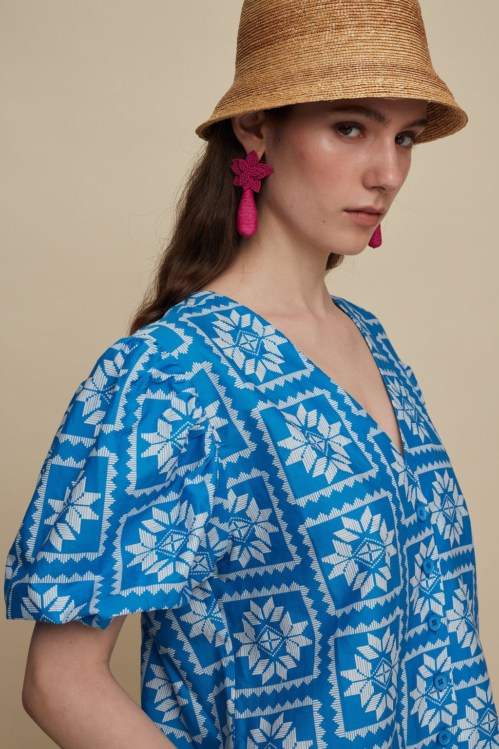 KASTELI SHIRT (VOURIA WHITE/BLUE PRINT)