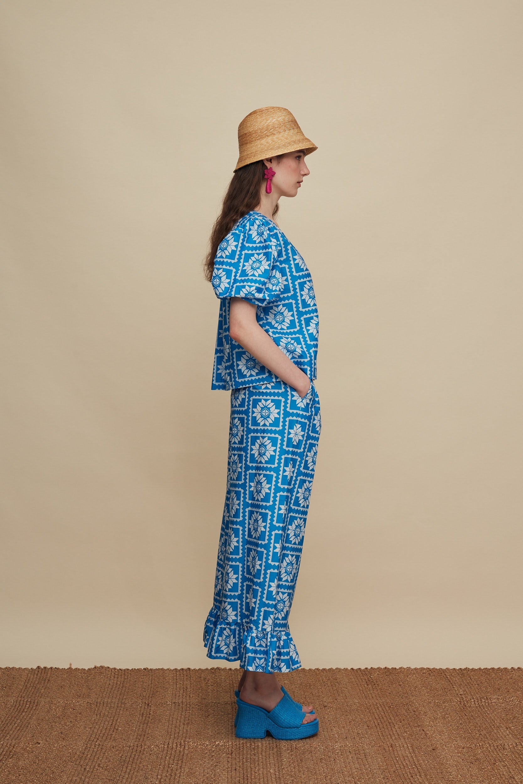 MOURNIA PANTS (VOURIA WHITE/BLUE PRINT)