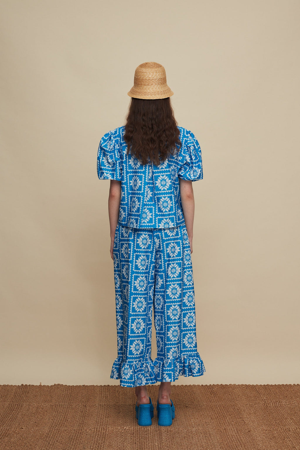 MOURNIA PANTS (VOURIA WHITE/BLUE PRINT)