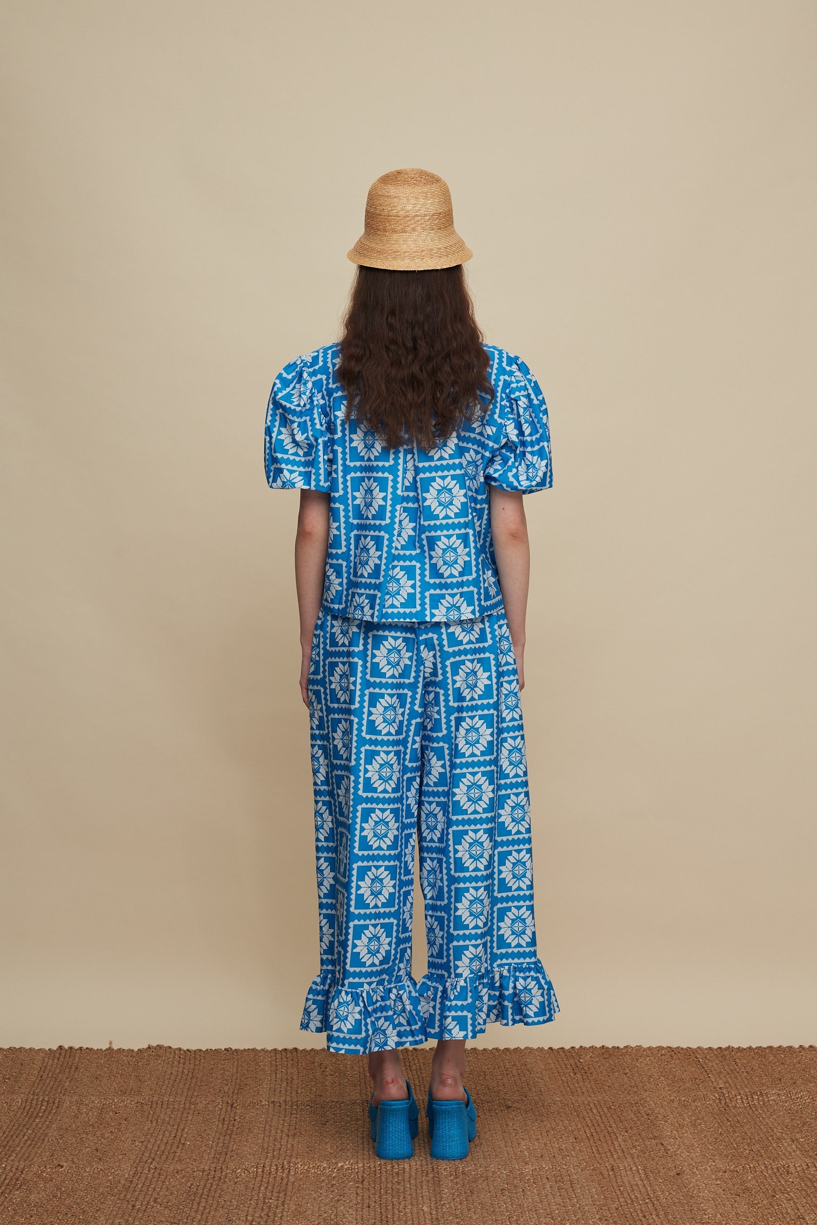 MOURNIA PANTS (VOURIA WHITE/BLUE PRINT)