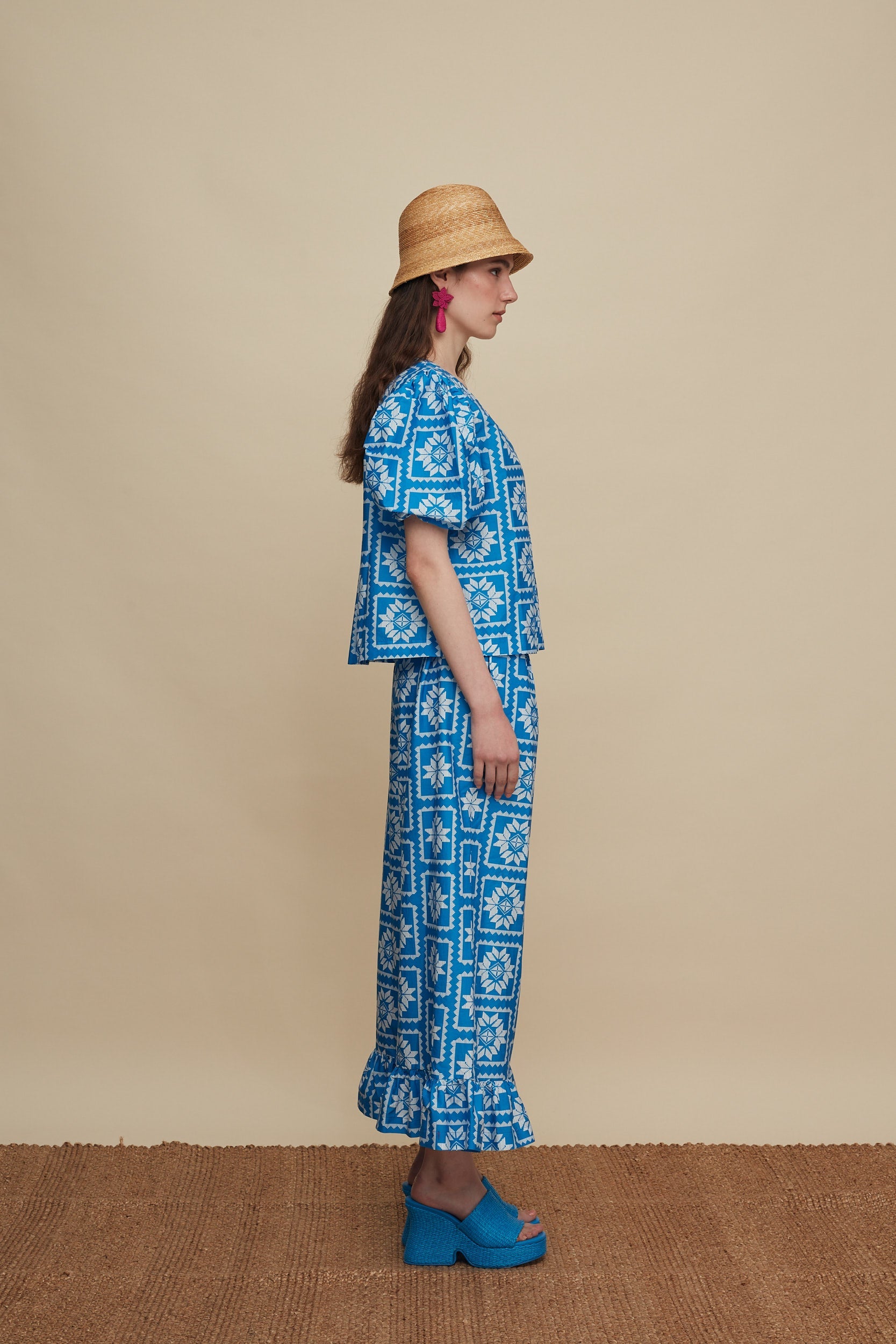 MOURNIA PANTS (VOURIA WHITE/BLUE PRINT)