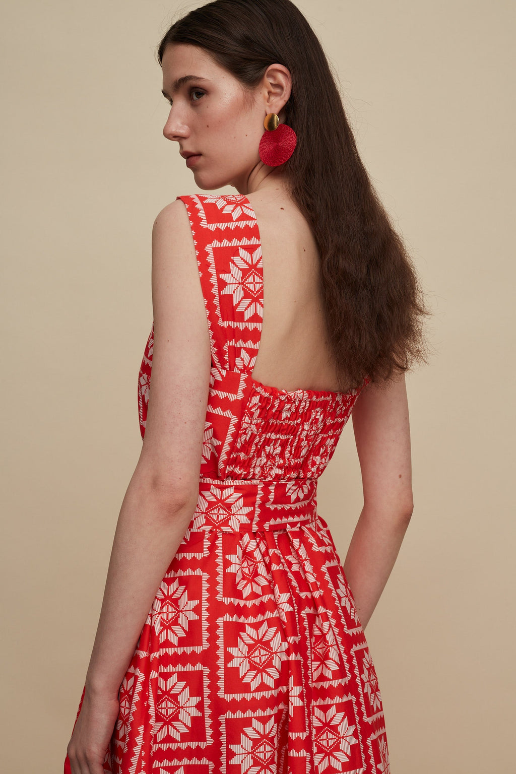 KROUSONAS MINI DRESS (VOURIA WHITE/RED PRINT)