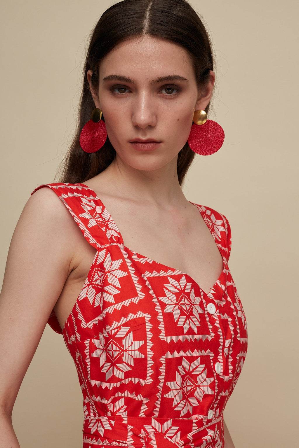 KROUSONAS MINI DRESS (VOURIA WHITE/RED PRINT)