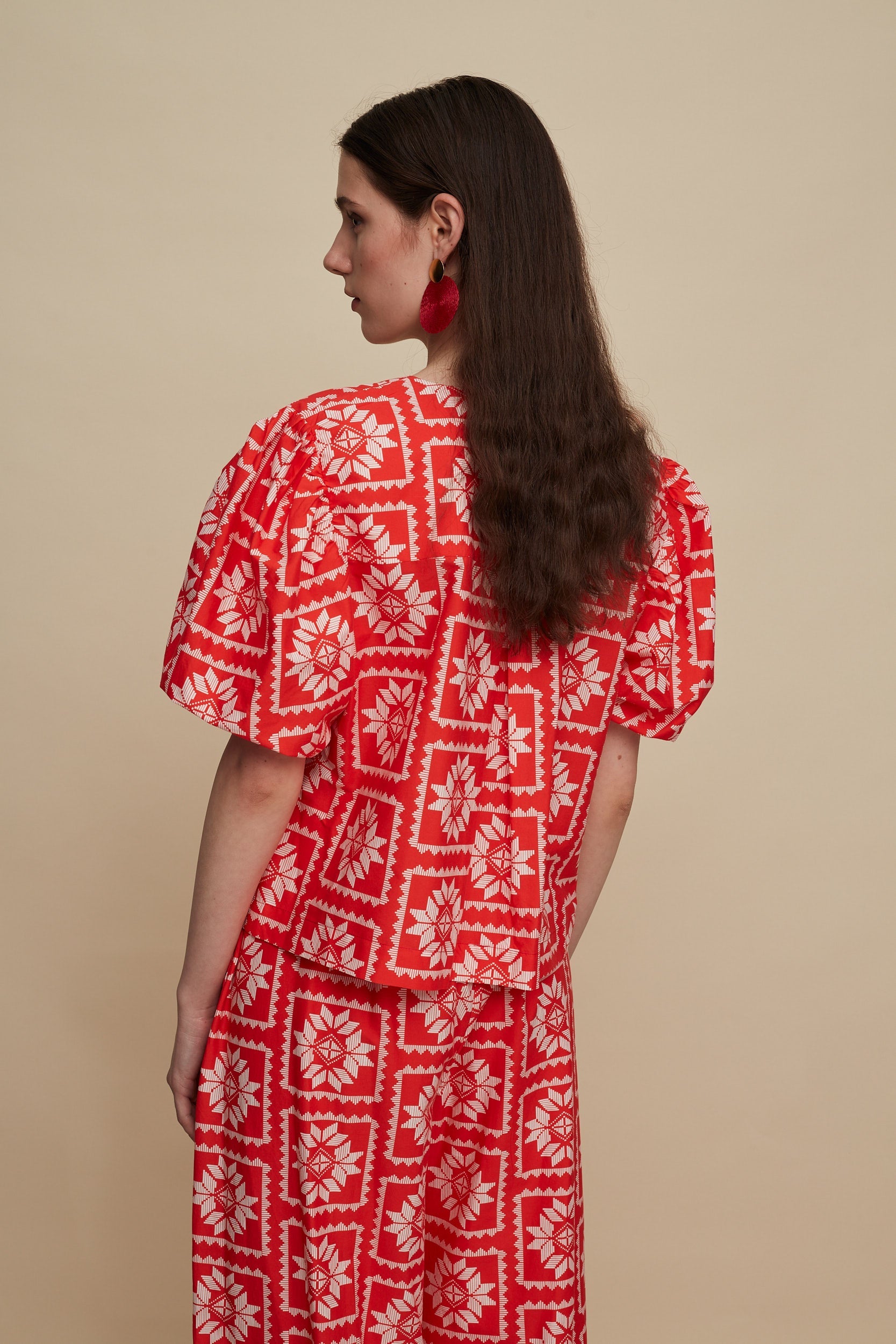 KASTELI SHIRT (VOURIA WHITE/RED PRINT)