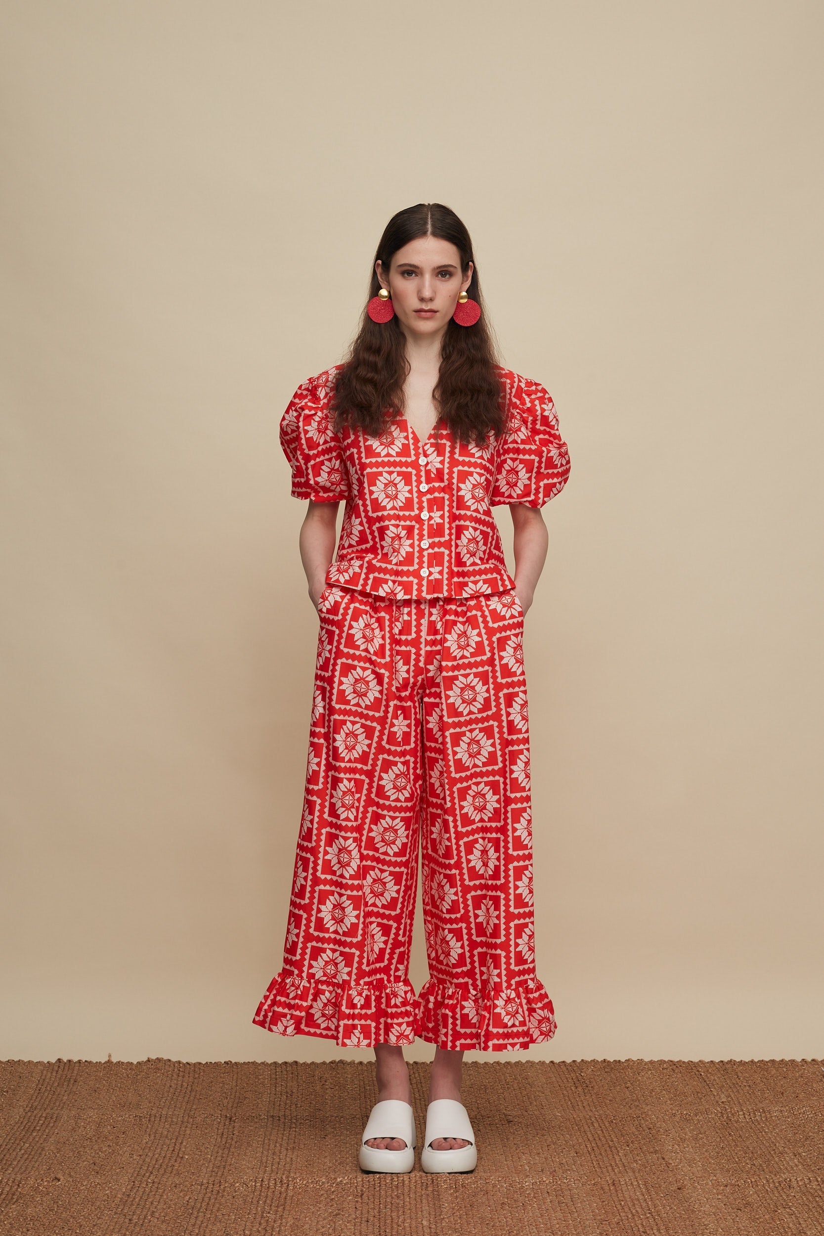 KASTELI SHIRT (VOURIA WHITE/RED PRINT)