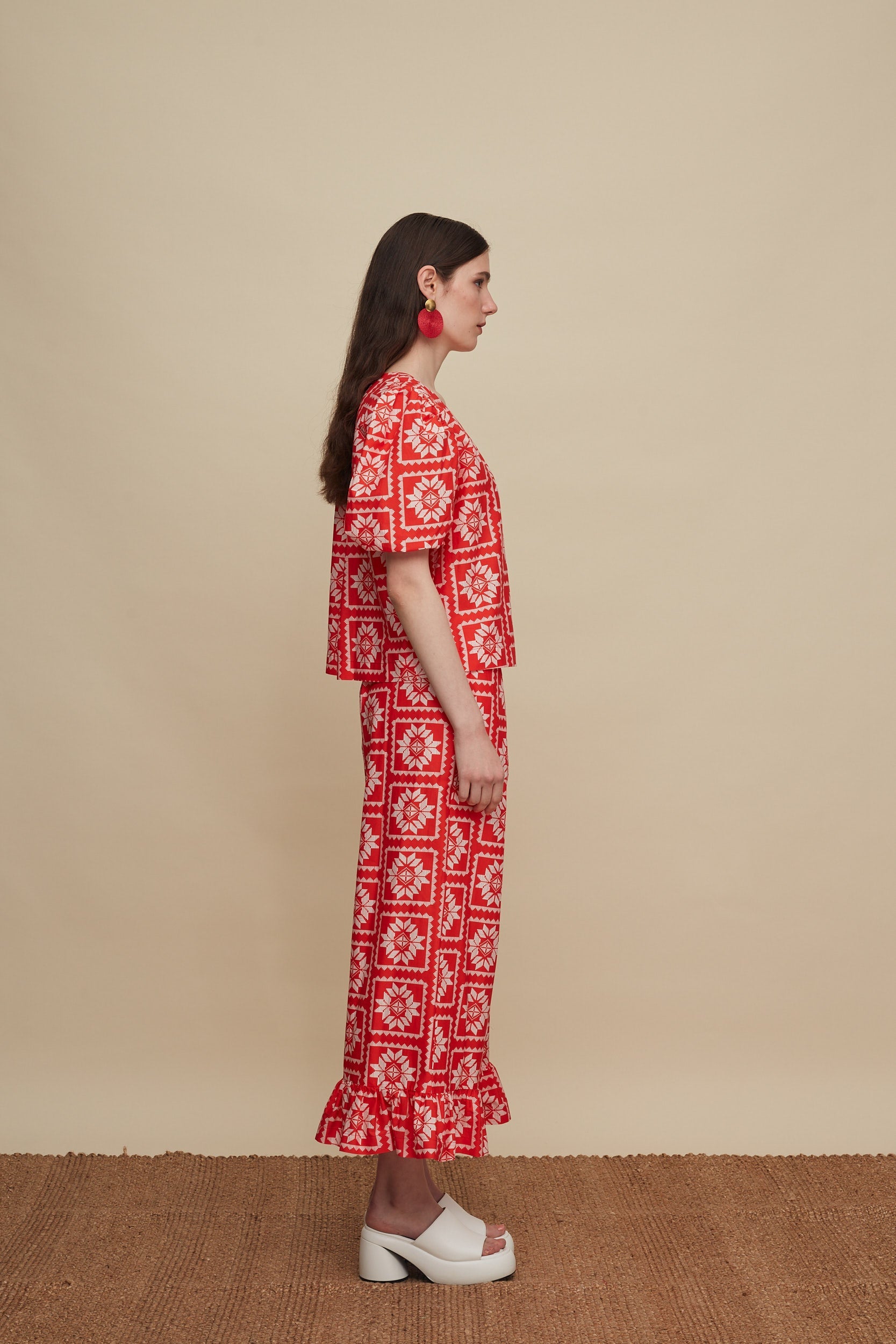 MOURNIA PANTS (VOURIA WHITE/RED PRINT)