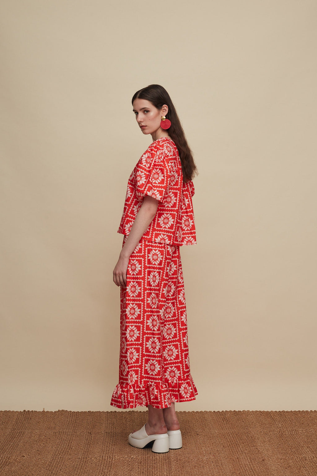MOURNIA PANTS (VOURIA WHITE/RED PRINT)