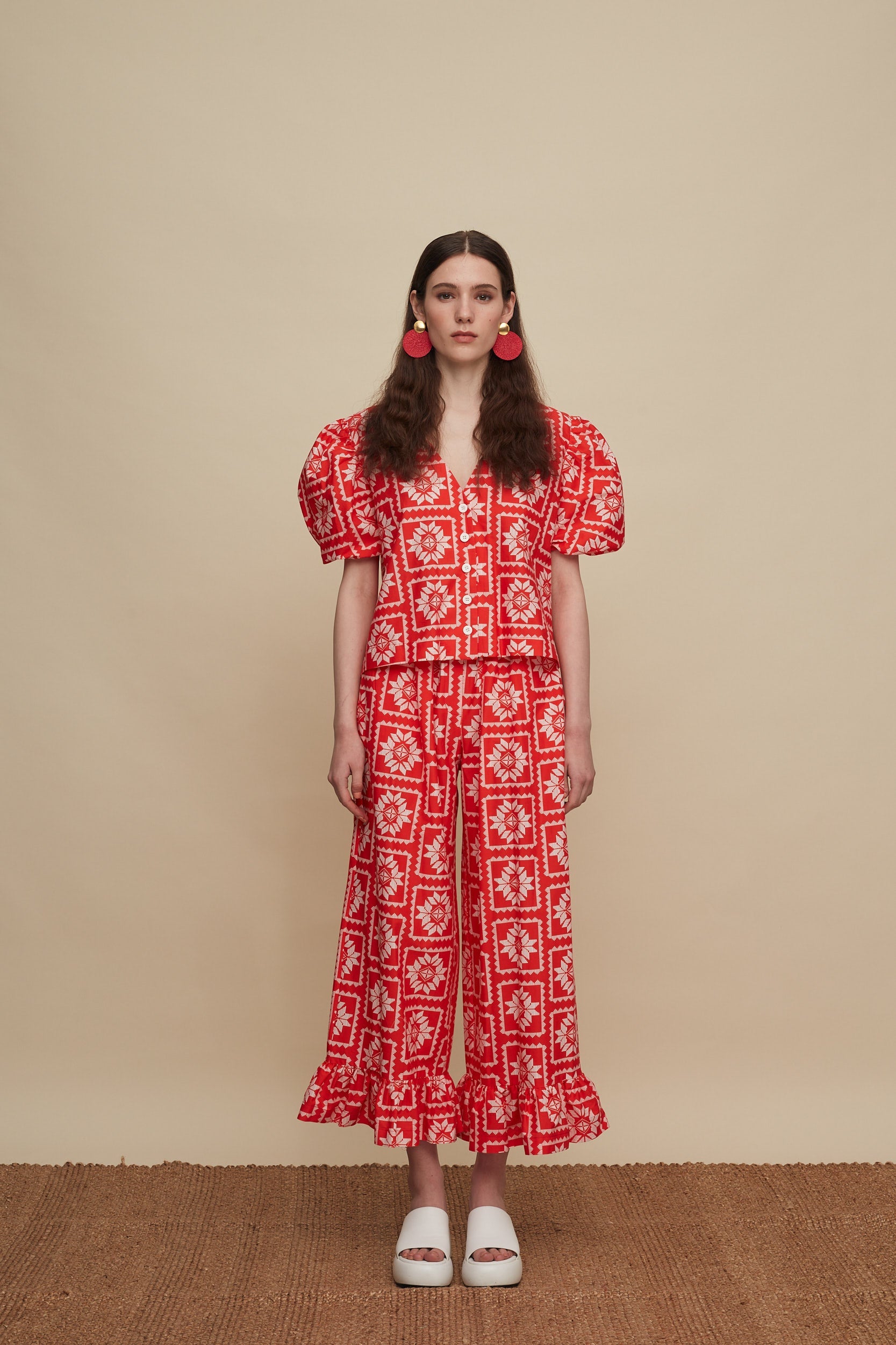 MOURNIA PANTS (VOURIA WHITE/RED PRINT)