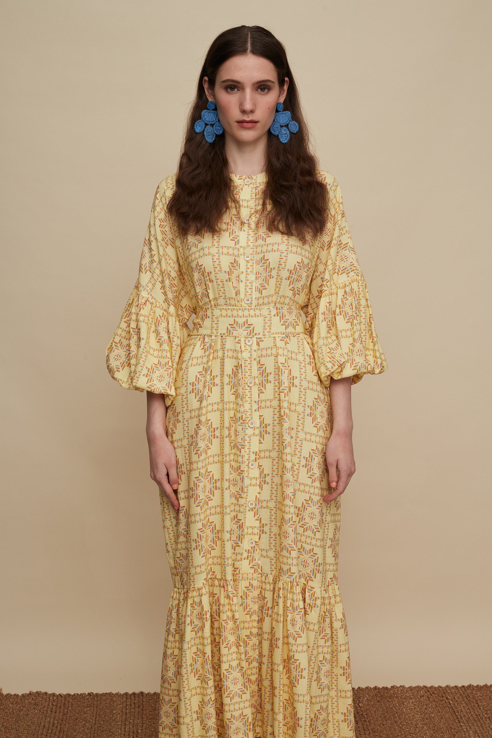 PSILORITIS MAXI DRESS (VOURIA BEIGE PRINT)