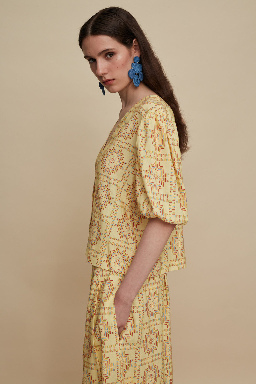 KASTELI SHIRT (VOURIA BEIGE PRINT)