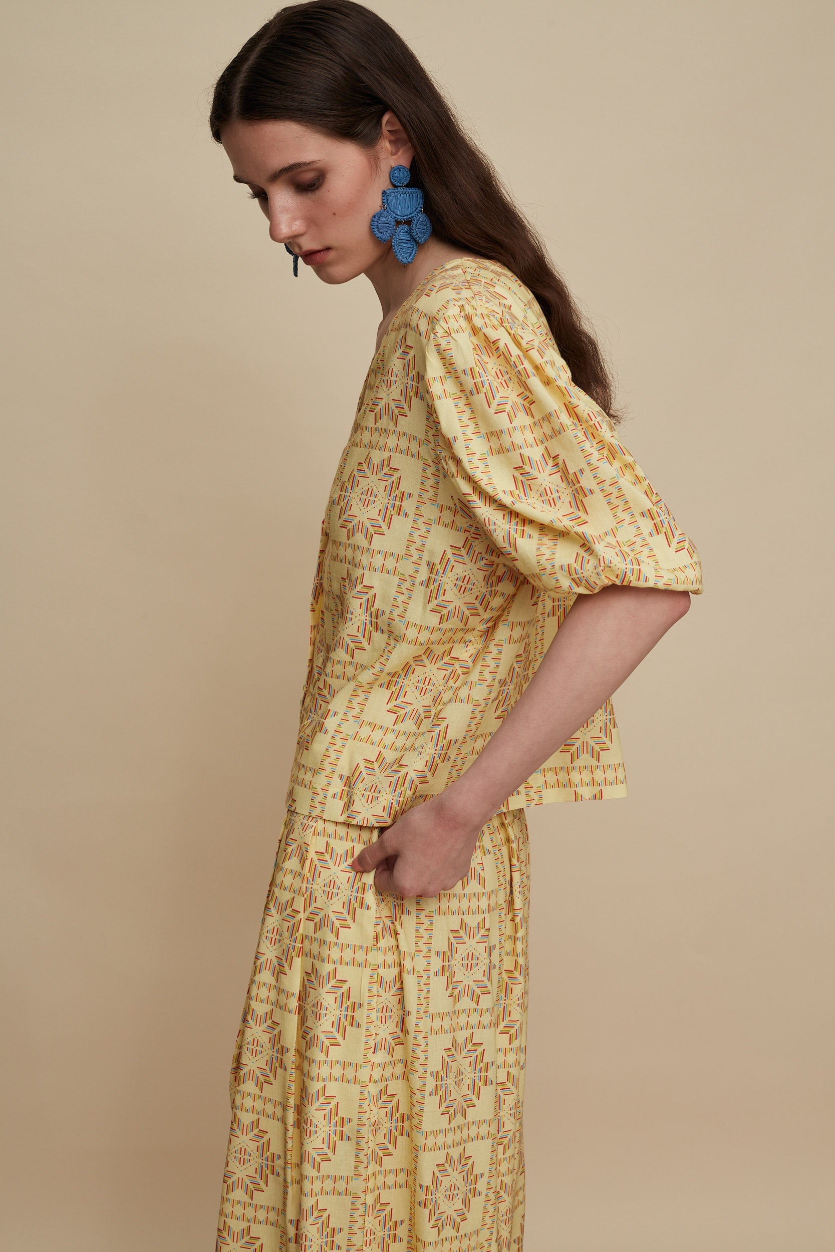 KASTELI SHIRT (VOURIA BEIGE PRINT)
