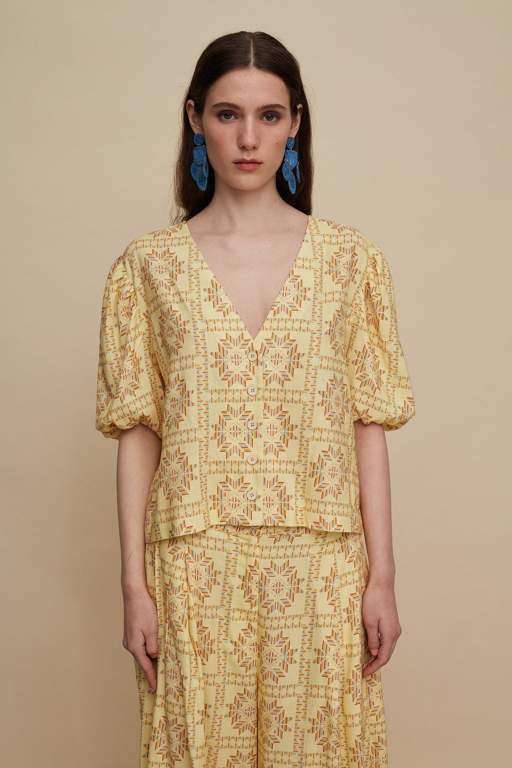 KASTELI SHIRT (VOURIA BEIGE PRINT)