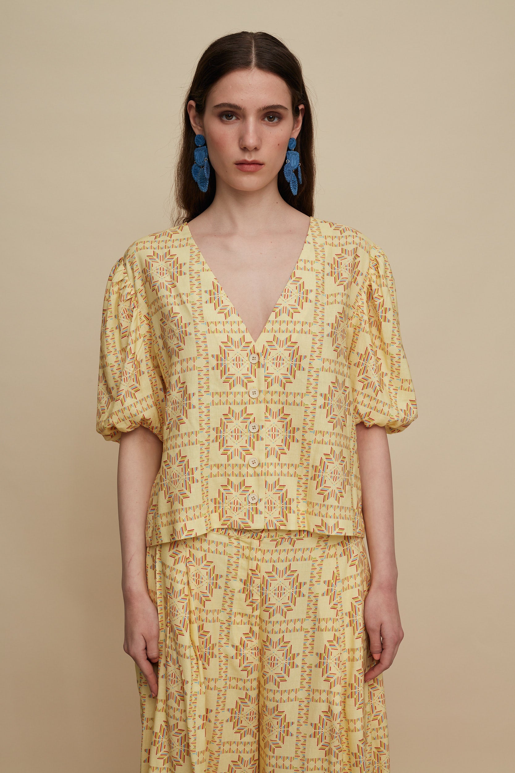 KASTELI SHIRT (VOURIA BEIGE PRINT)