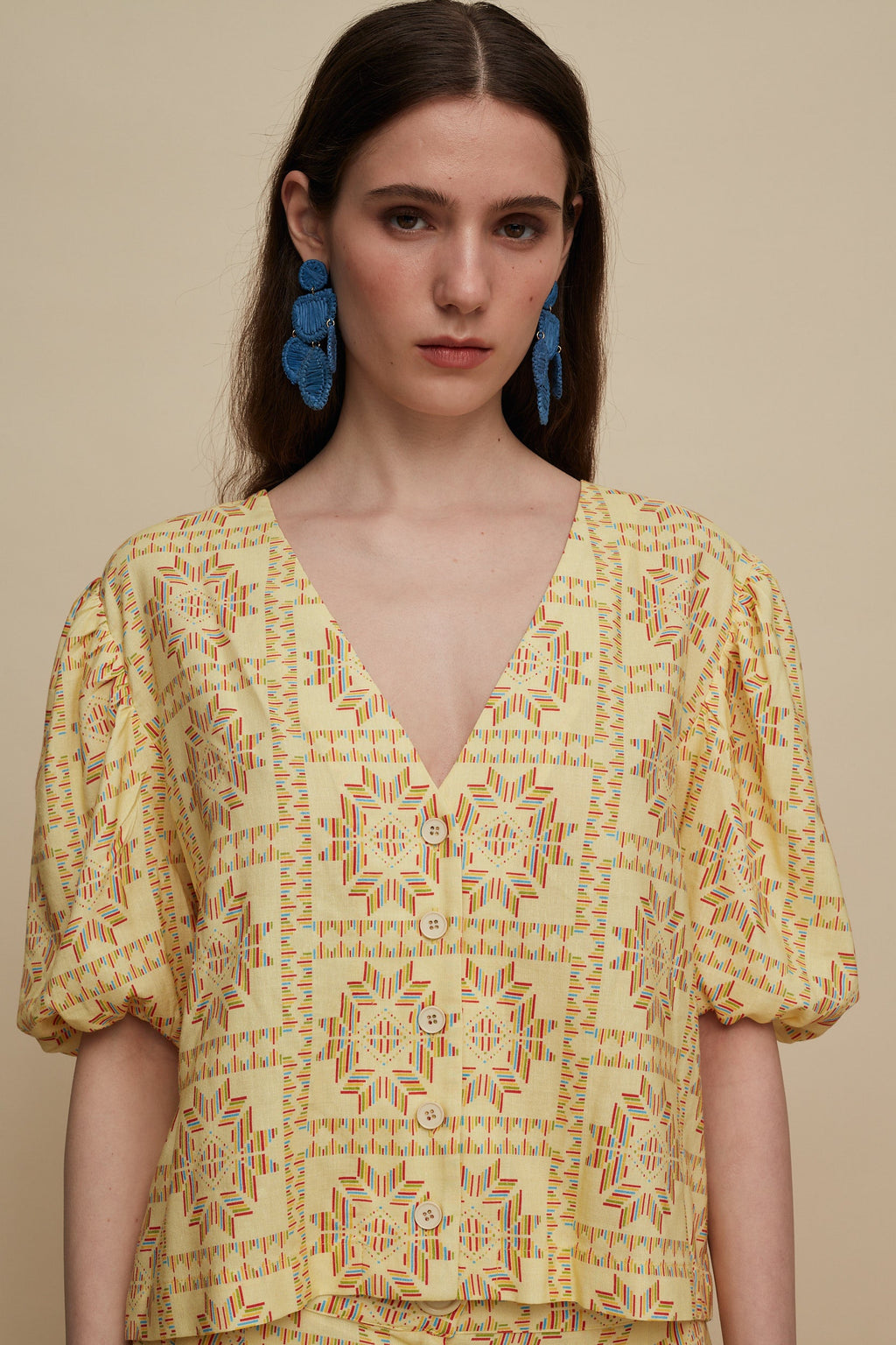 KASTELI SHIRT (VOURIA BEIGE PRINT)